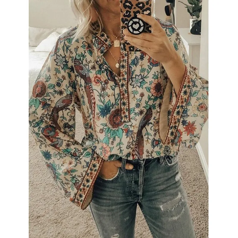 Printed Casual Loose Tops