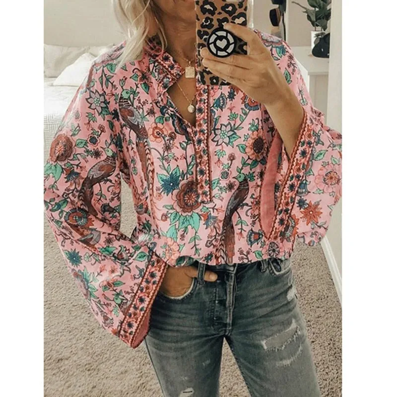 Printed Casual Loose Tops