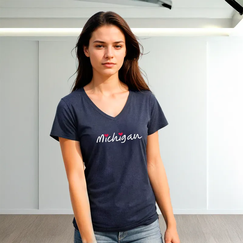 "I Love Michigan" Women's V-Neck