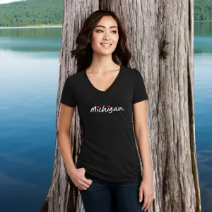 "I Love Michigan" Women's V-Neck