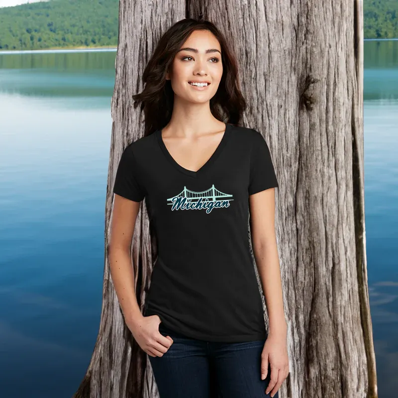"Mackinac Bridge" Women's V-Neck