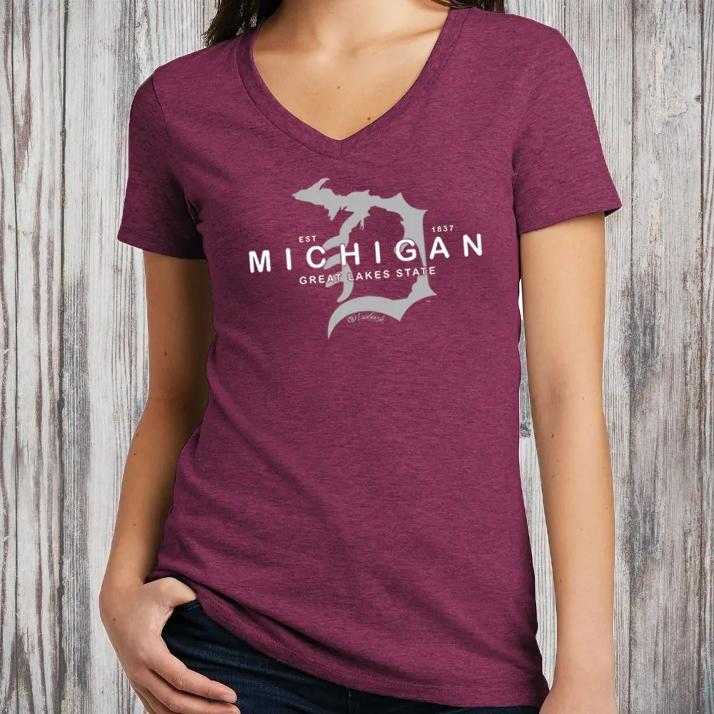 "Michigan D Established 1837" Women's V-Neck
