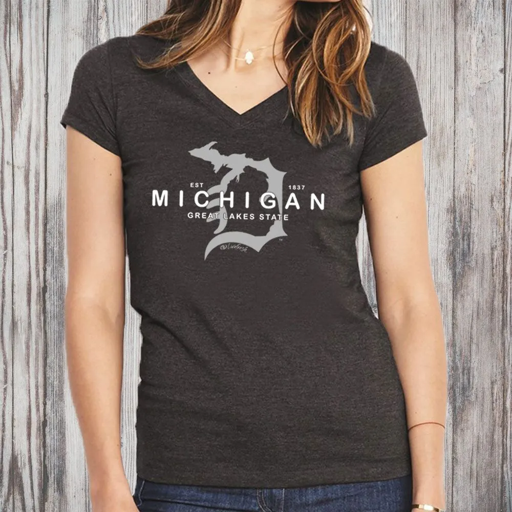 "Michigan D Established 1837" Women's V-Neck