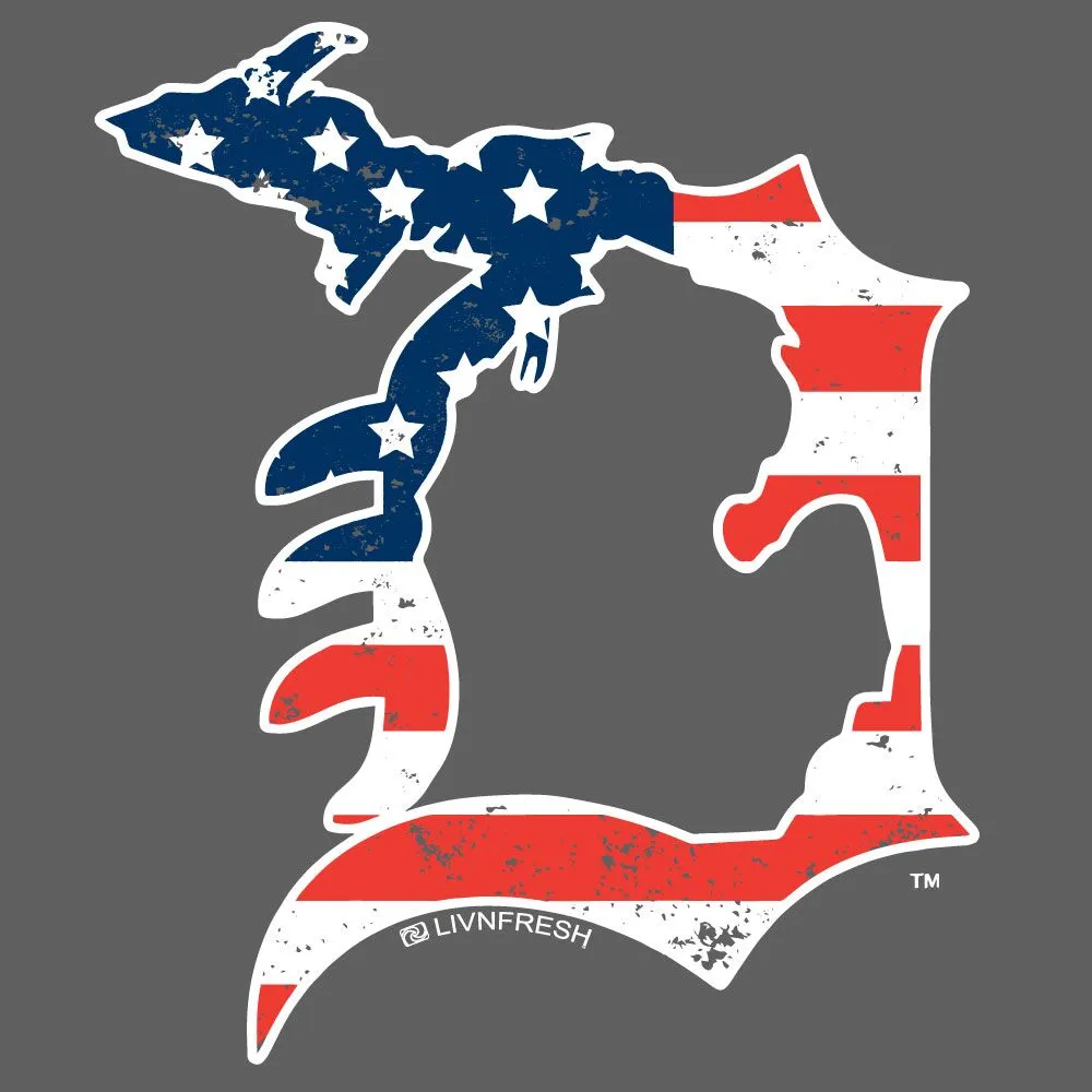 "Michigan D Flag" Women's V-Neck T Shirt