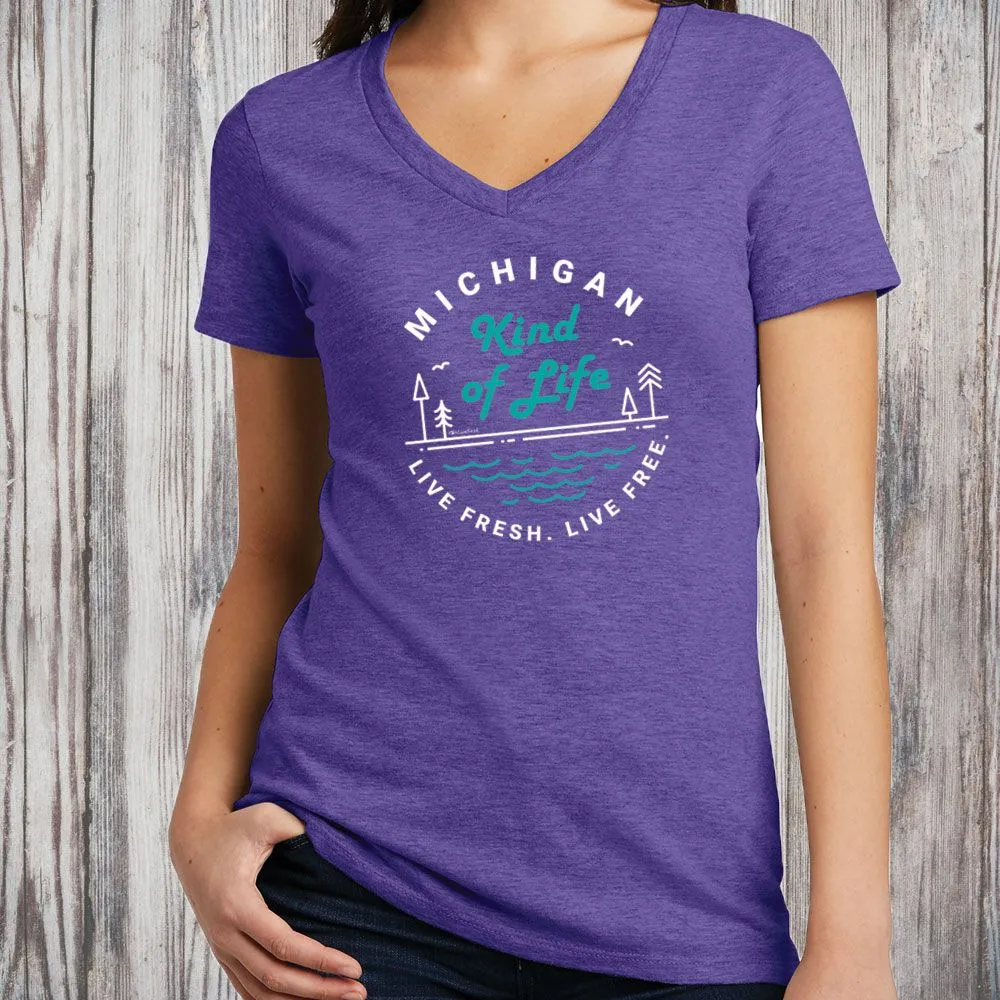 "Michigan Kind Of Life" Women's V-Neck