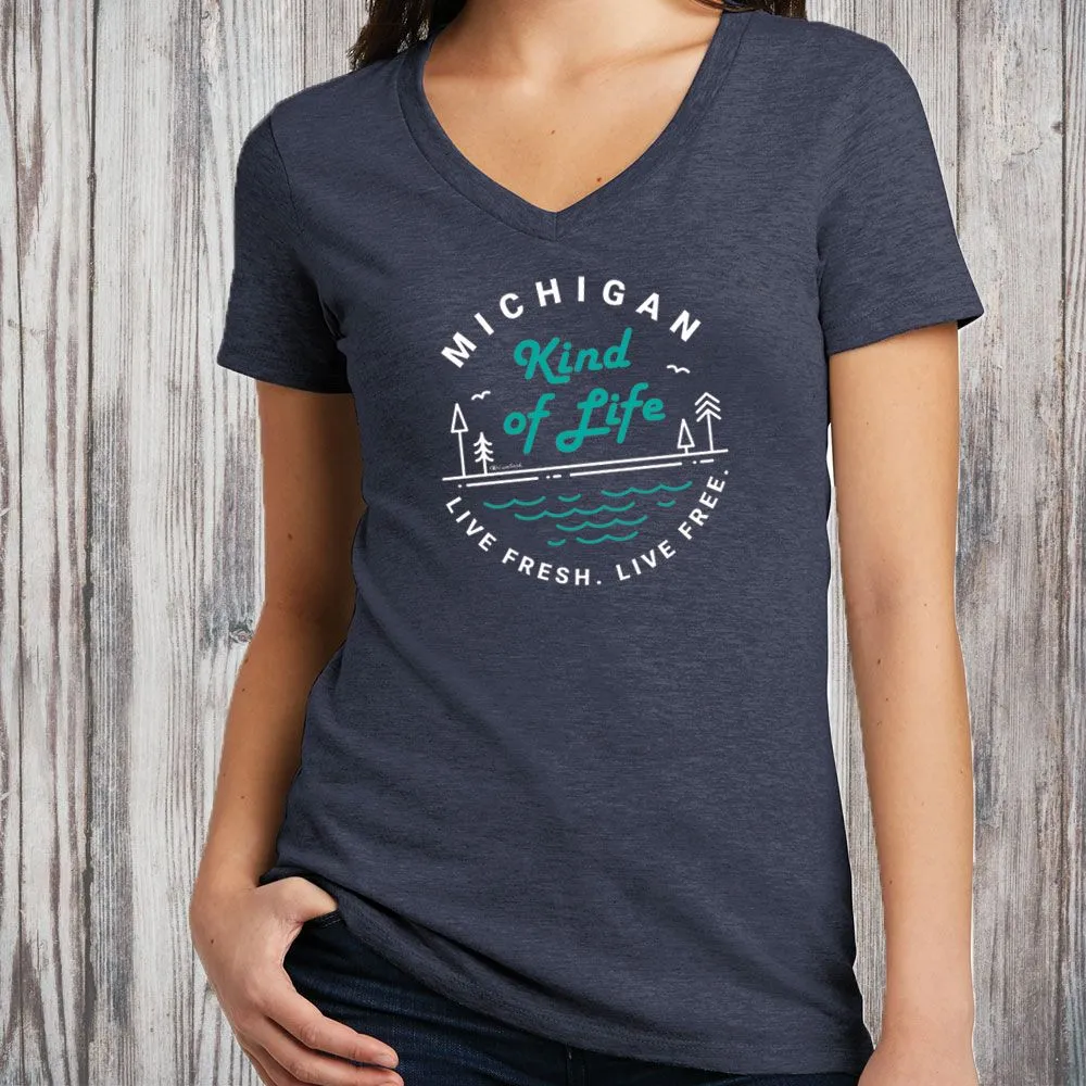 "Michigan Kind Of Life" Women's V-Neck
