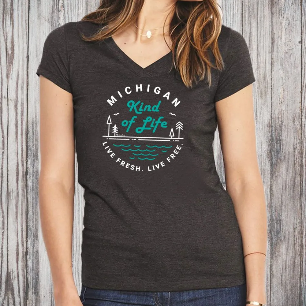 "Michigan Kind Of Life" Women's V-Neck
