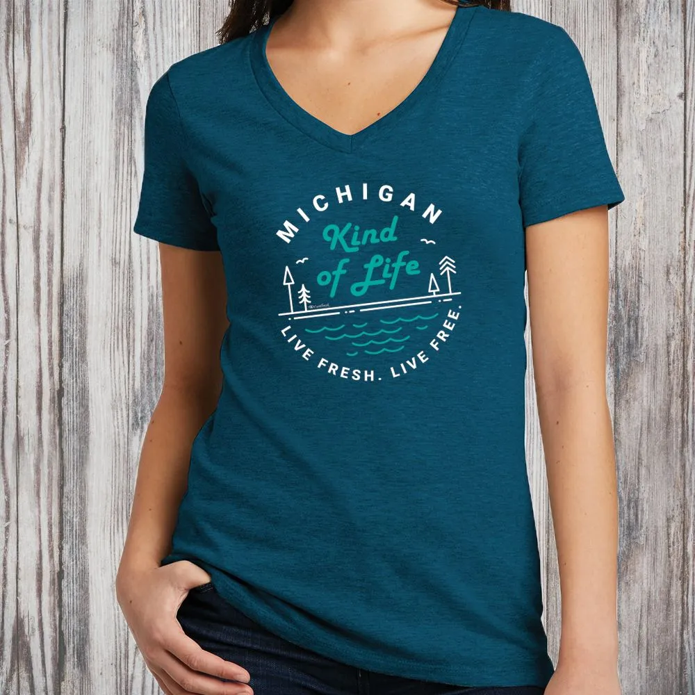 "Michigan Kind Of Life" Women's V-Neck