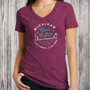 "Michigan Kind Of Life" Women's V-Neck