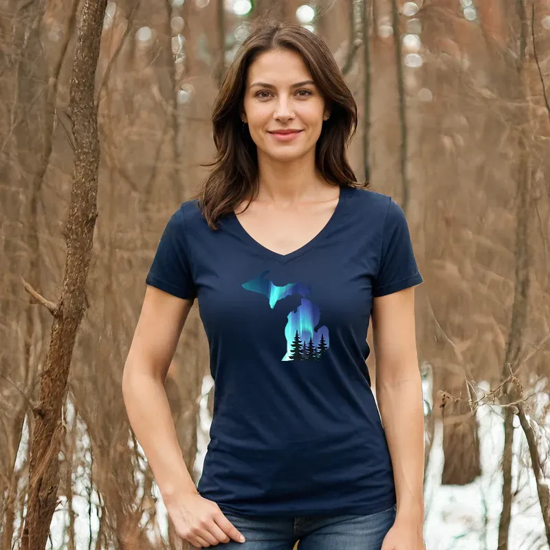 "Michigan Northern Lights" Women's V-Neck