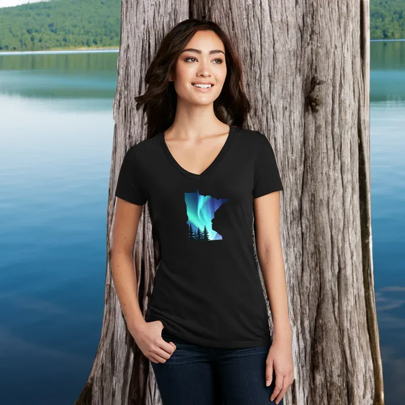 "Minnesota Northern Lights" Women's V-Neck