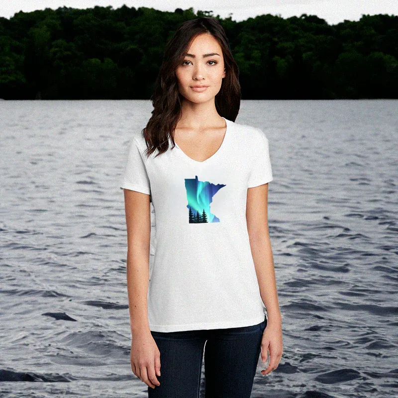 "Minnesota Northern Lights" Women's V-Neck