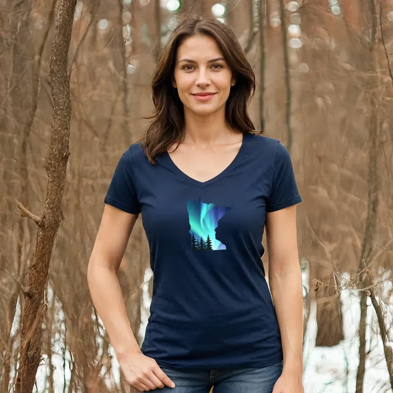 "Minnesota Northern Lights" Women's V-Neck