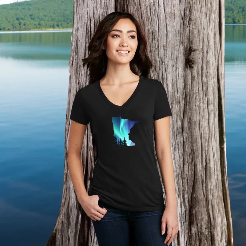 "Minnesota Northern Lights" Women's V-Neck