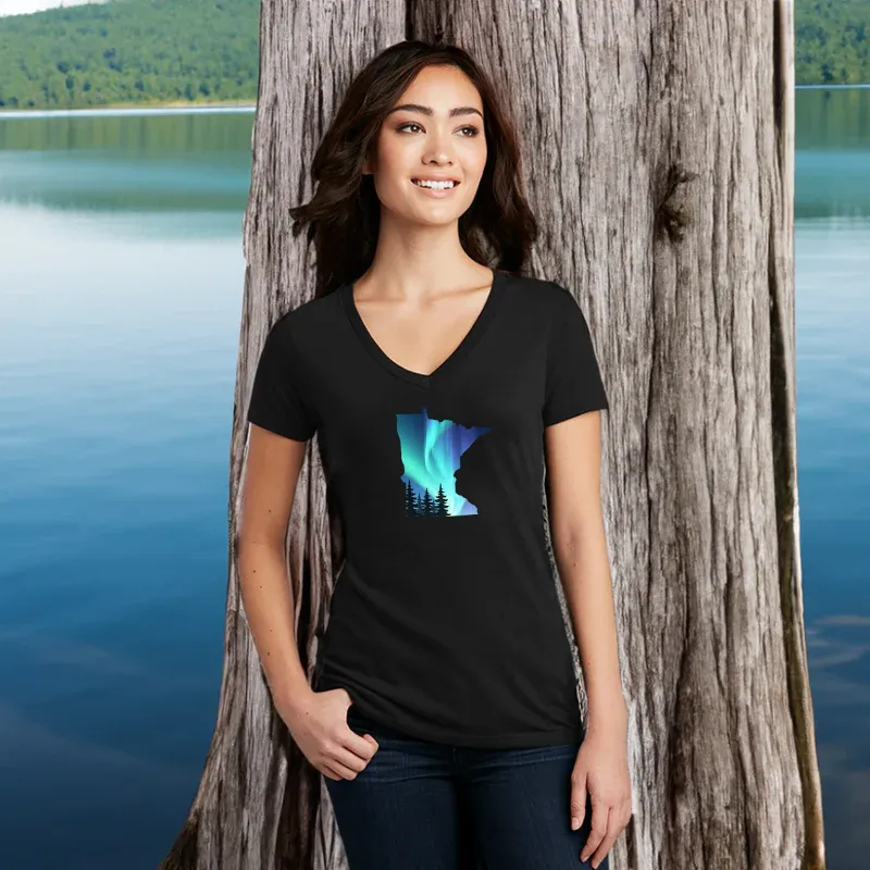 "Minnesota Northern Lights" Women's V-Neck