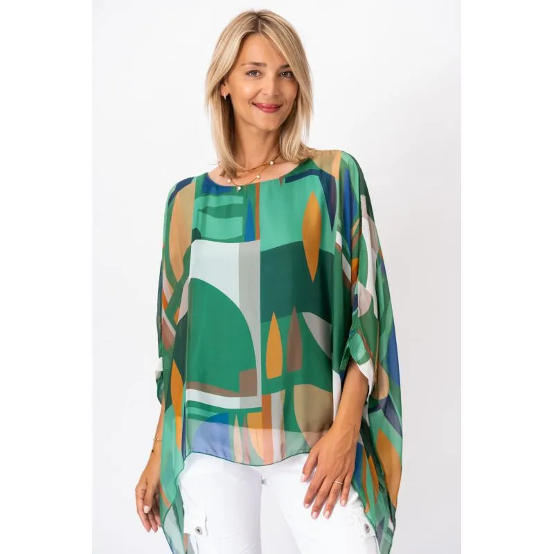 "PIC" PRINTED SILK BLOUSE