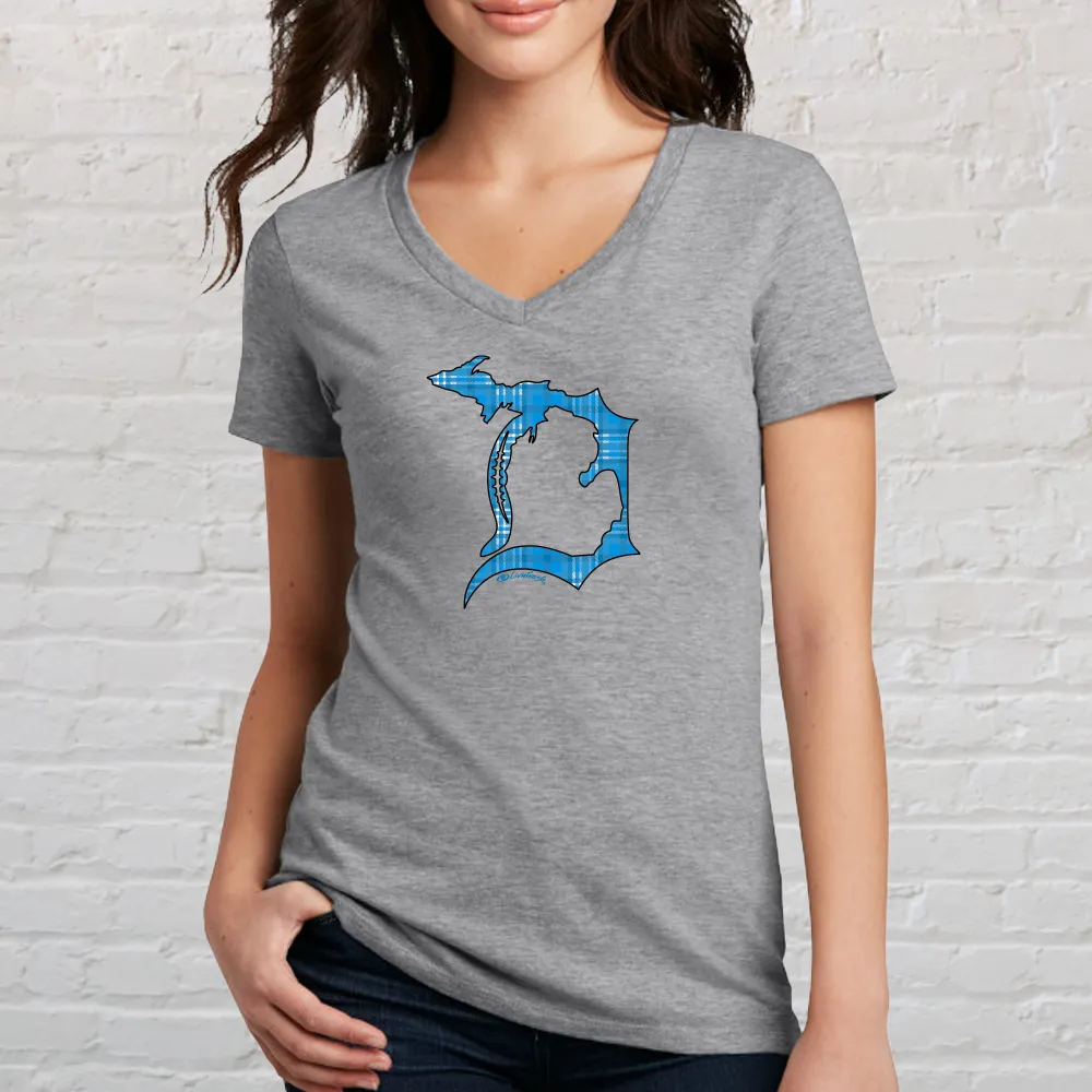"Plaid Football In The D" Women's V-Neck