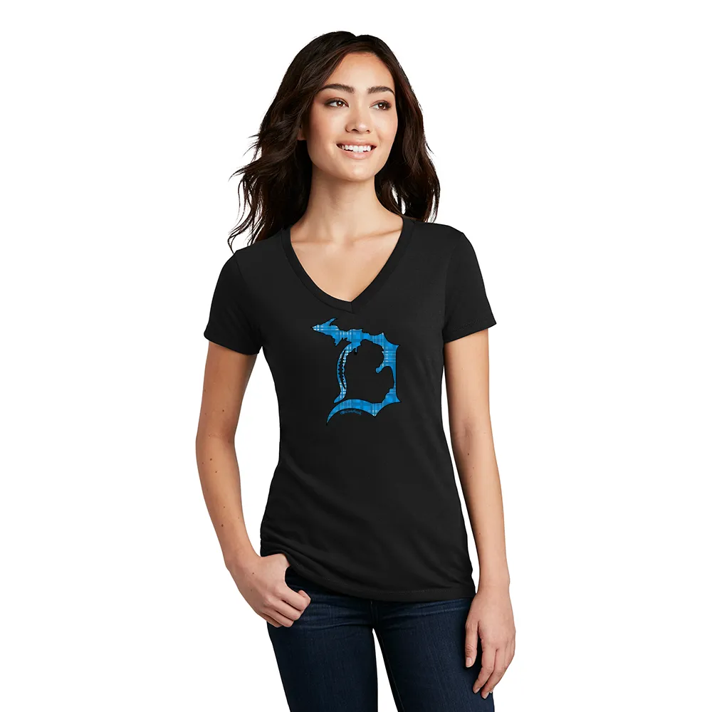 "Plaid Football In The D" Women's V-Neck
