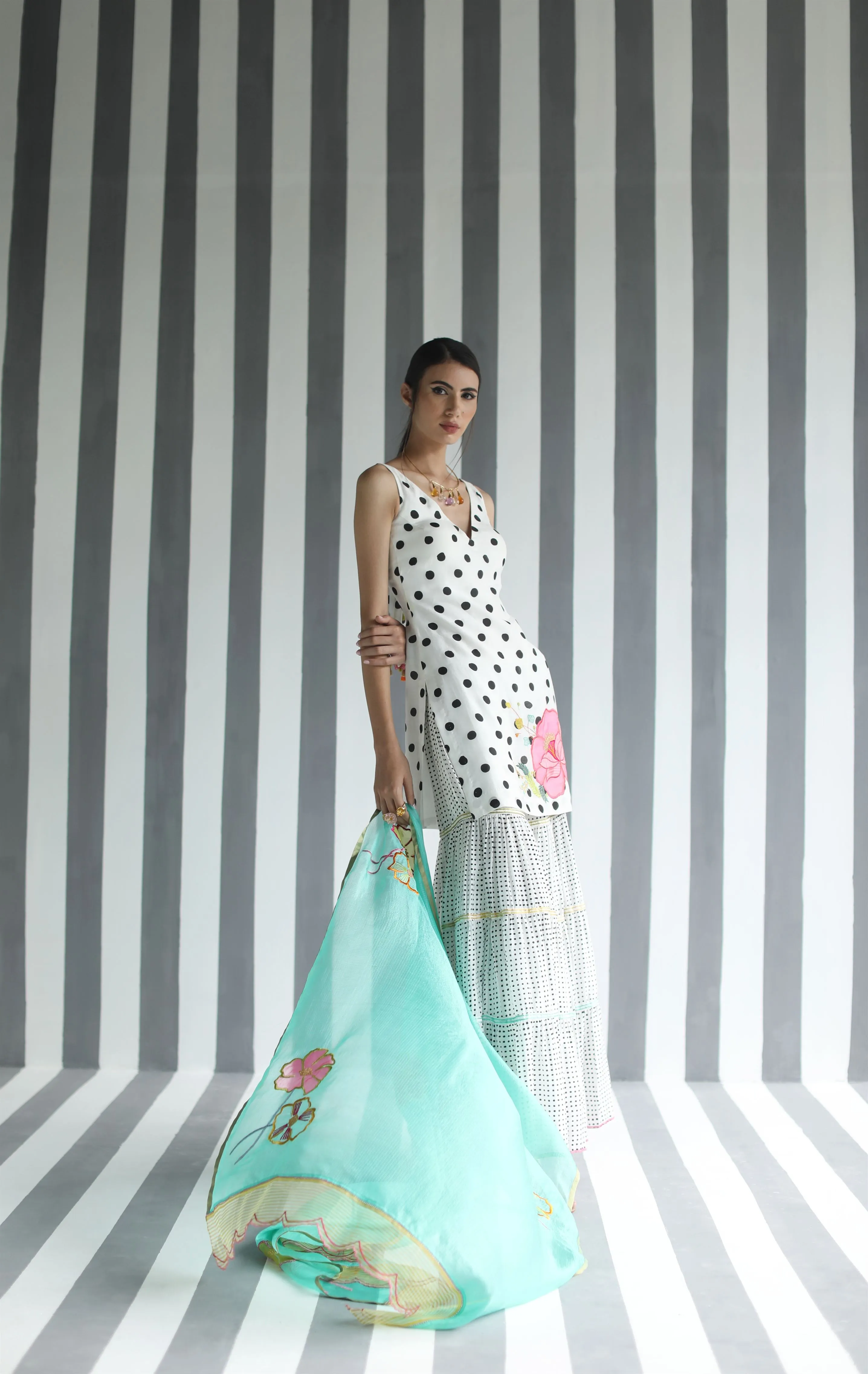 Raji Ramniq I Love To Dot I Cotton Silk Ensemble I Turqoise I 102