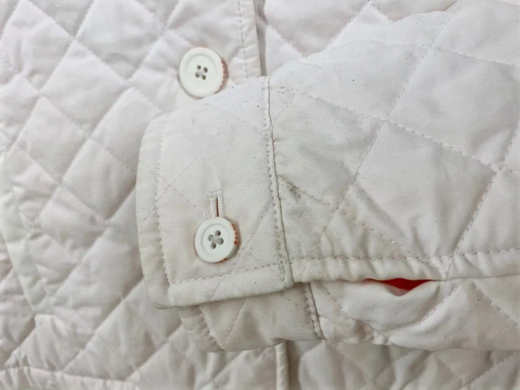 Ralph Lauren Black Label Quilted Jacket White Cotton-Blend Size Medium