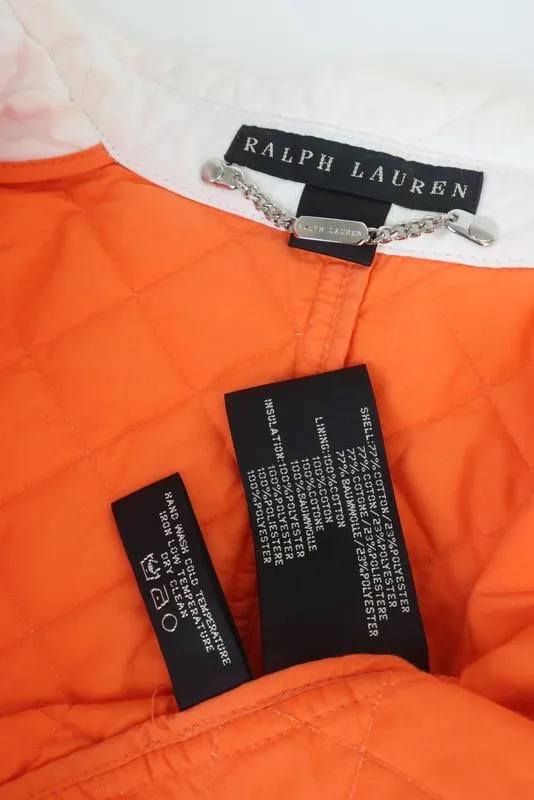 Ralph Lauren Black Label Quilted Jacket White Cotton-Blend Size Medium