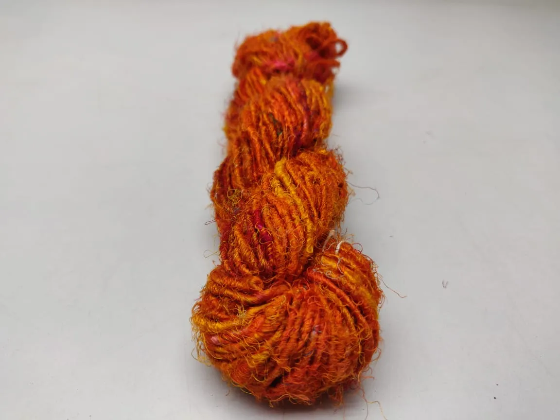 Recycled Sari Silk Yarn- Orange