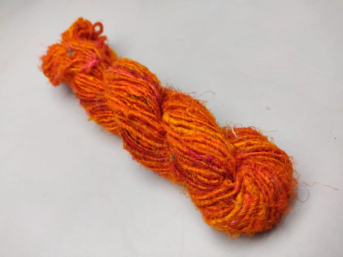 Recycled Sari Silk Yarn- Orange