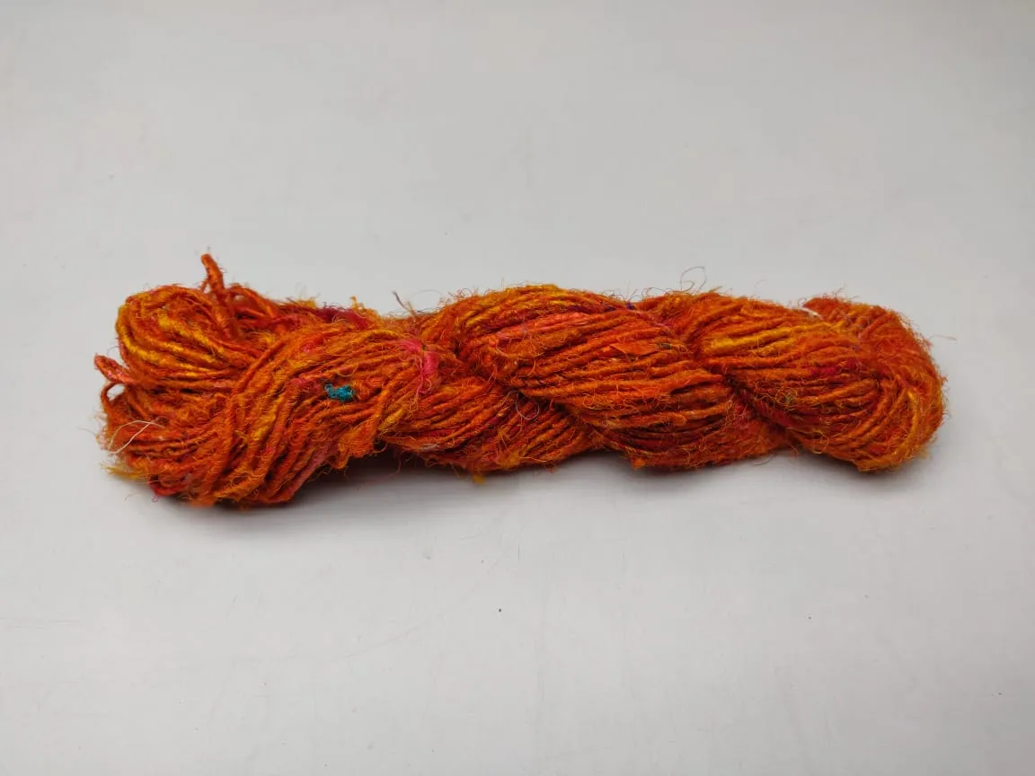 Recycled Sari Silk Yarn- Orange