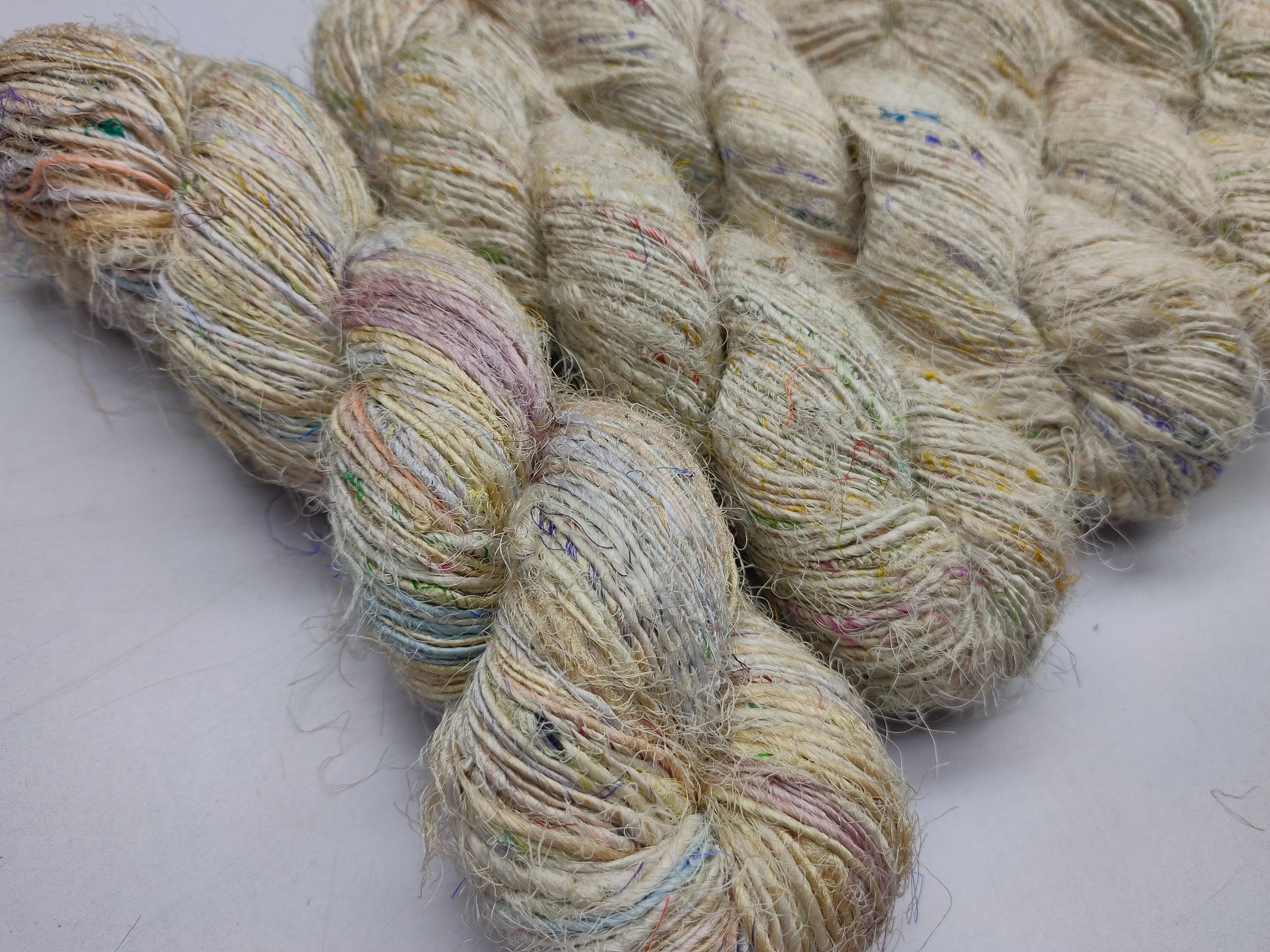 Recycled Sari Silk Yarn Prime Cream Patches