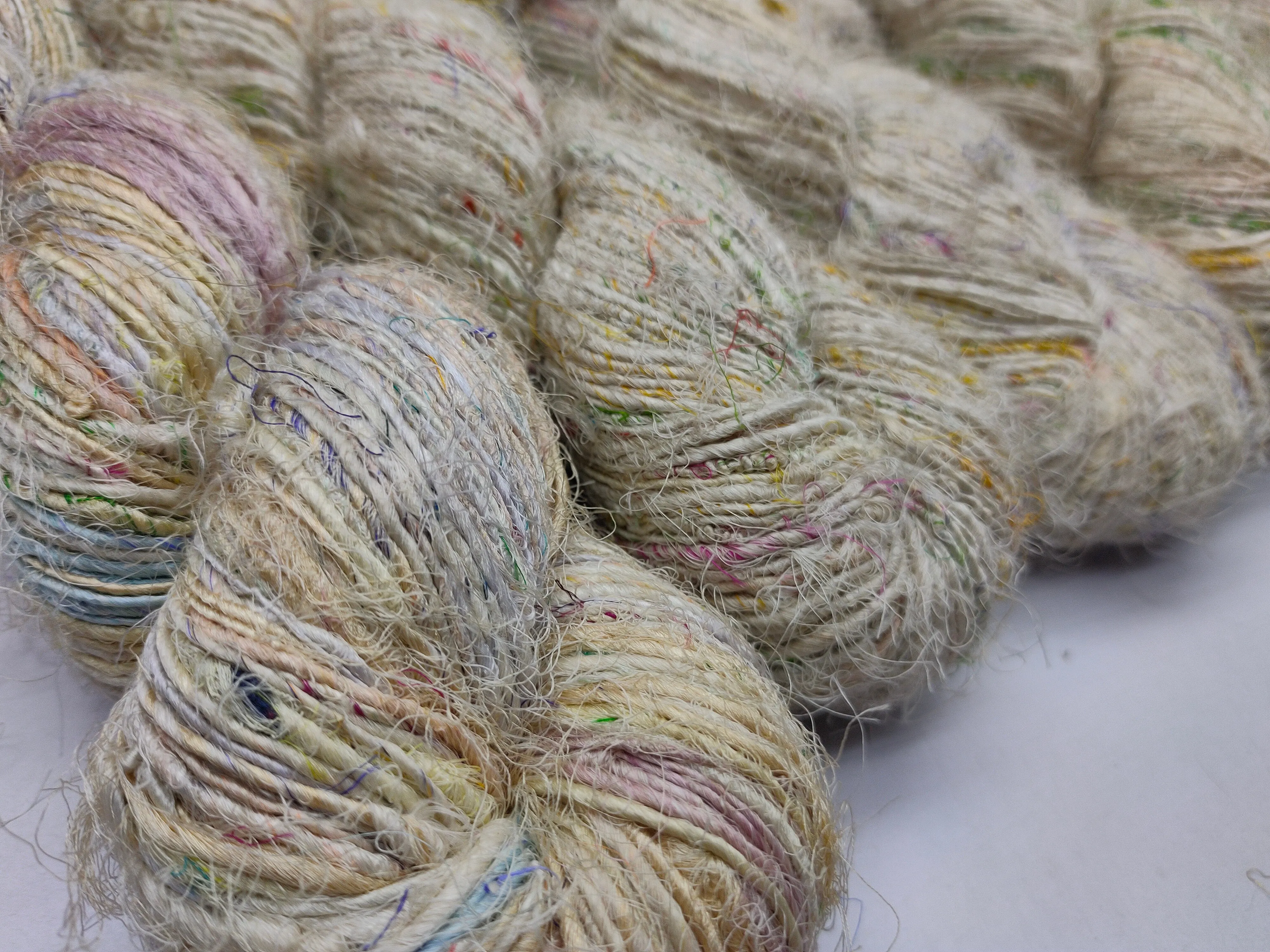 Recycled Sari Silk Yarn Prime Cream Patches