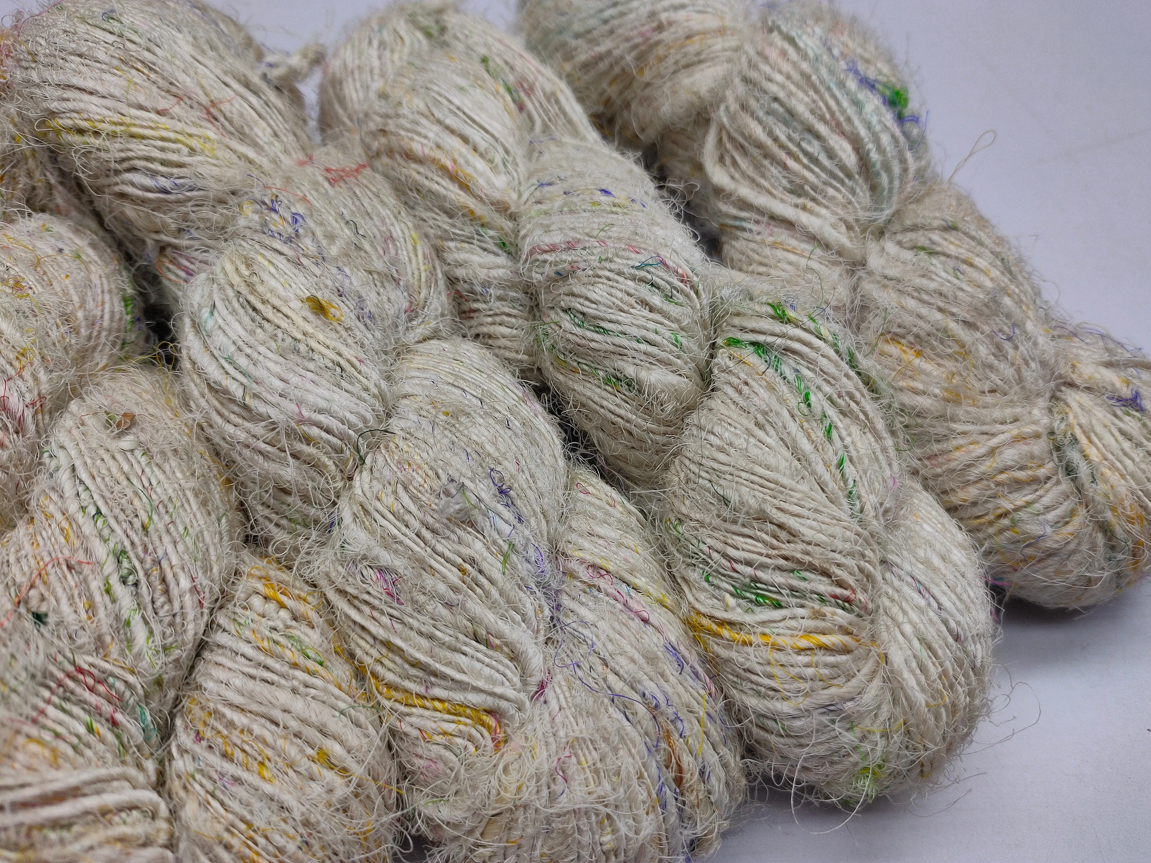 Recycled Sari Silk Yarn Prime Cream Patches
