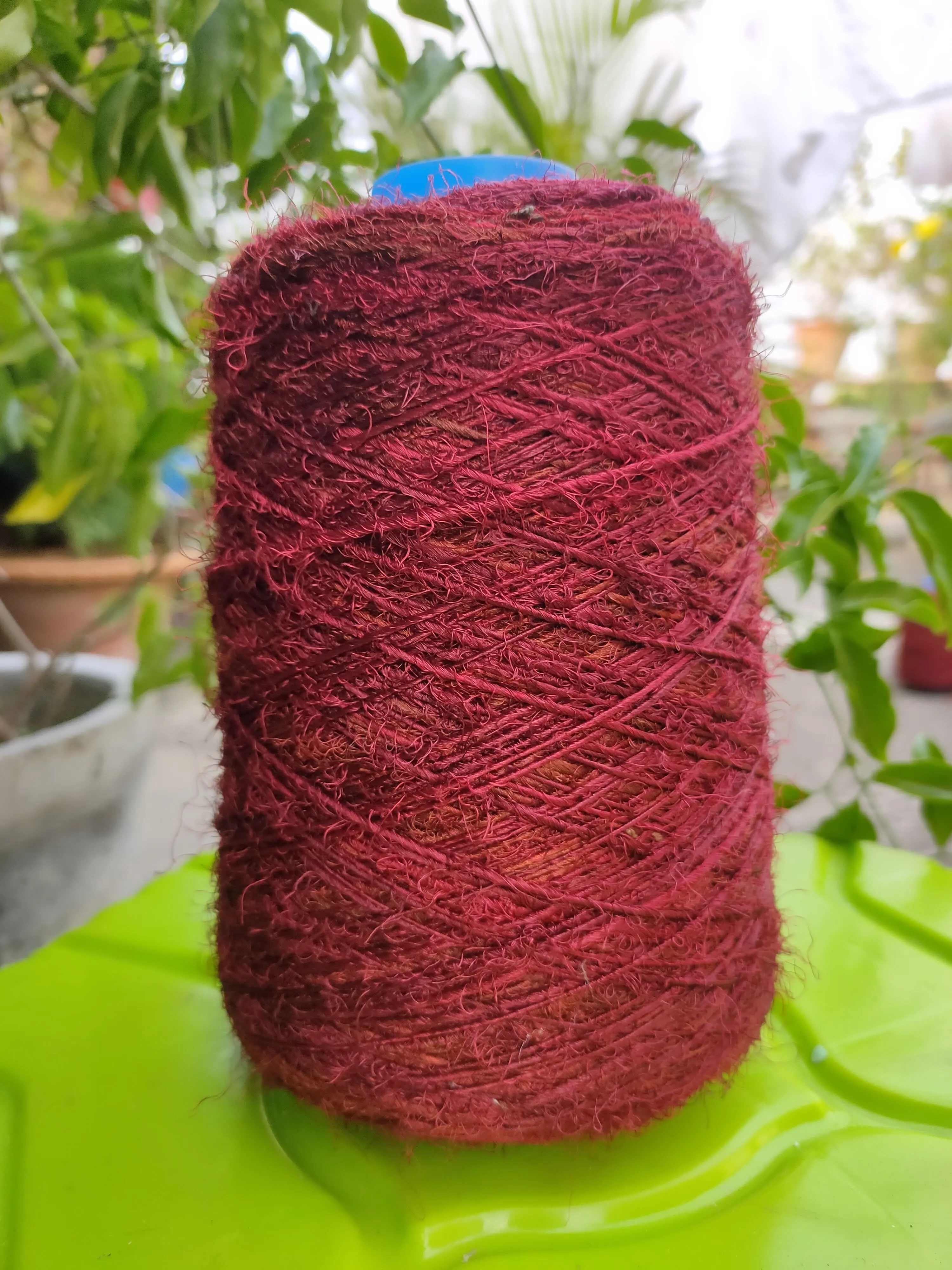 Recycled Sari Silk Yarn Prime - Deep Maroon