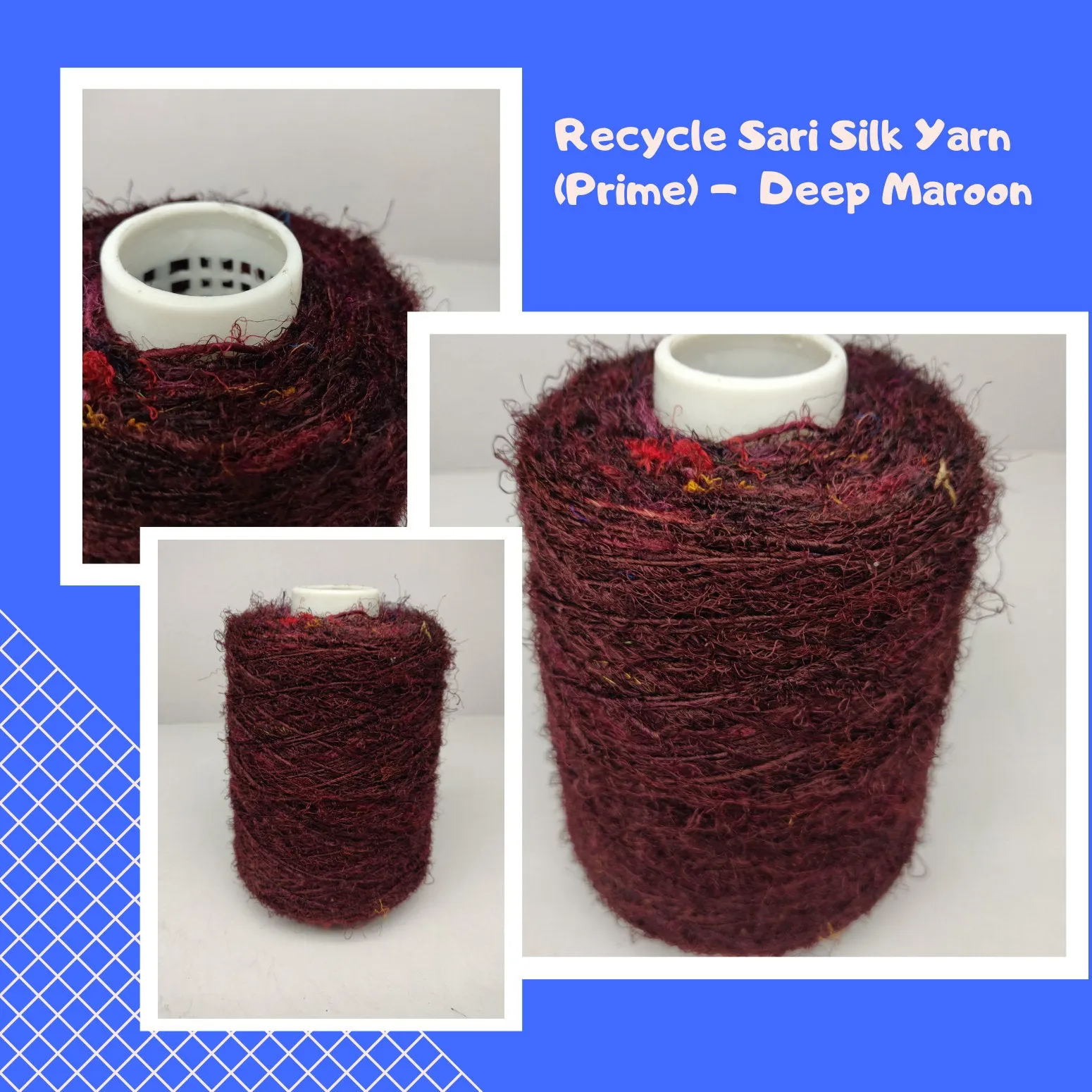 Recycled Sari Silk Yarn Prime - Deep Maroon