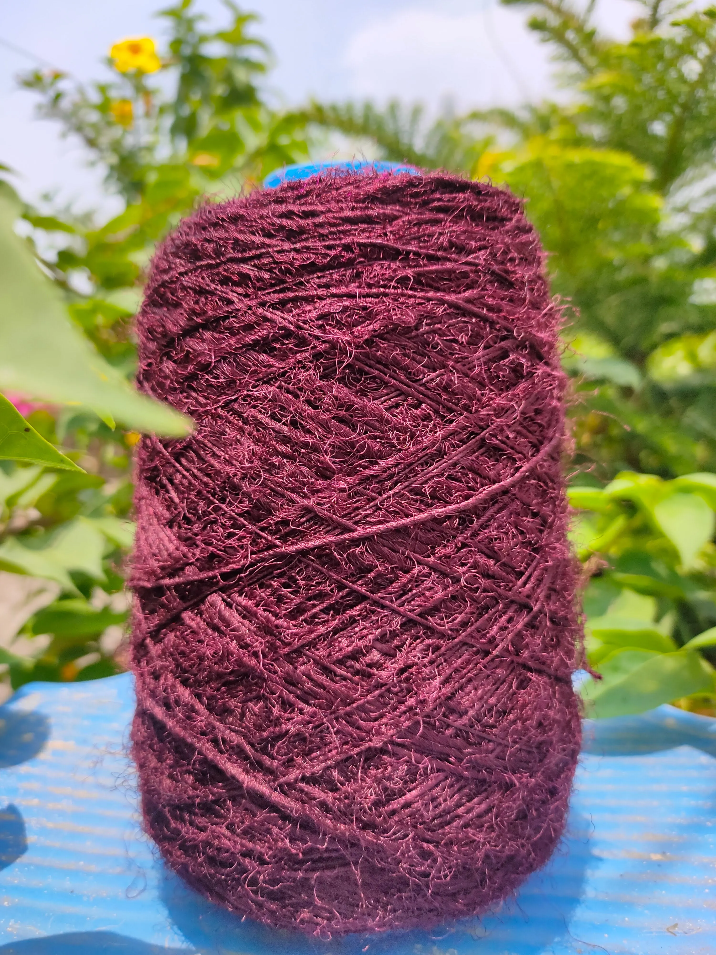 Recycled Sari Silk Yarn Prime - Deep Maroon