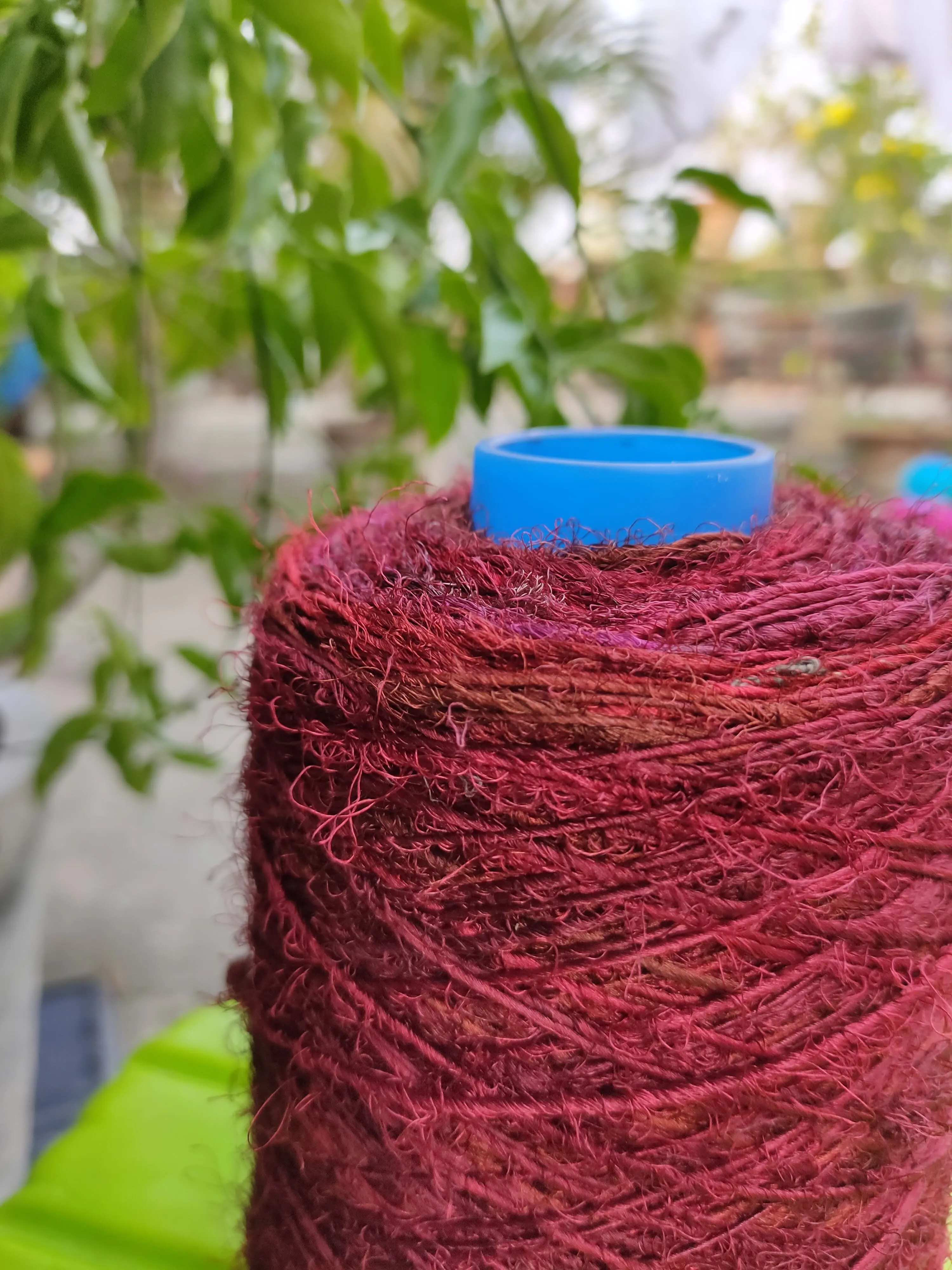 Recycled Sari Silk Yarn Prime - Deep Maroon