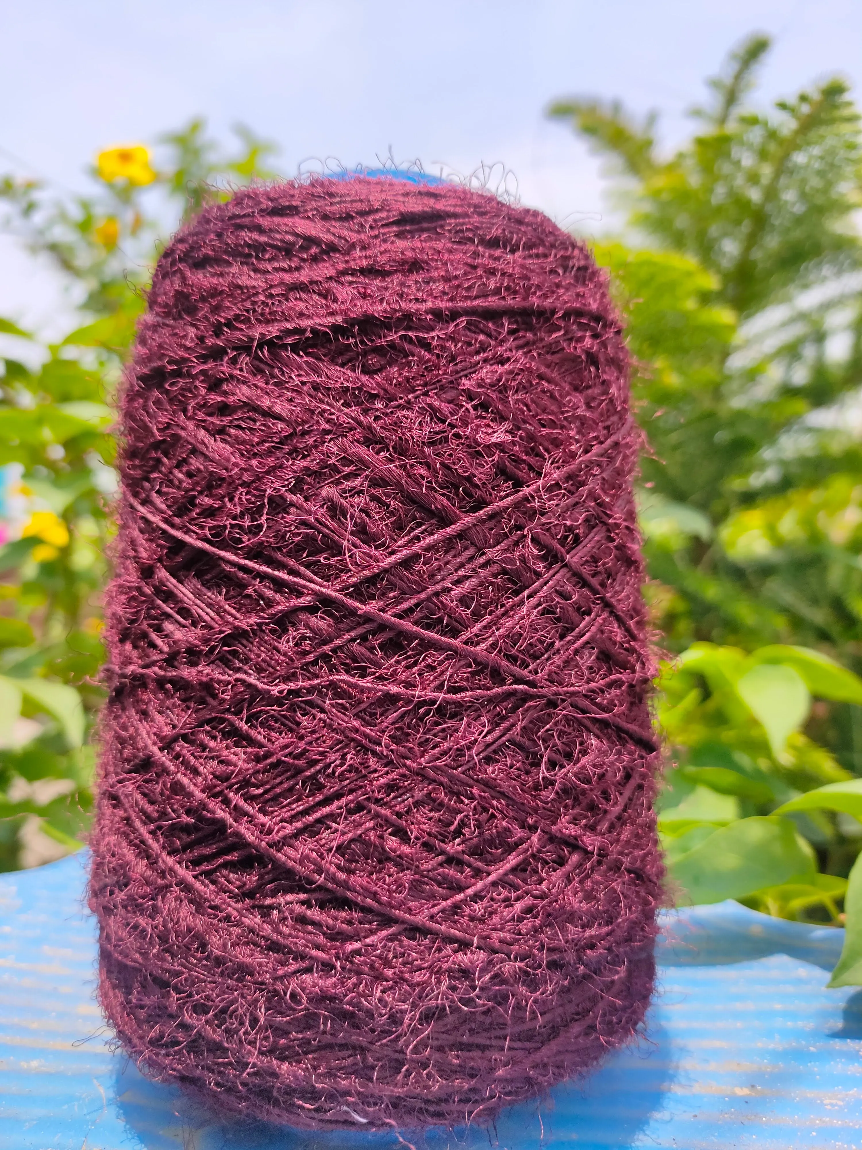 Recycled Sari Silk Yarn Prime - Deep Maroon