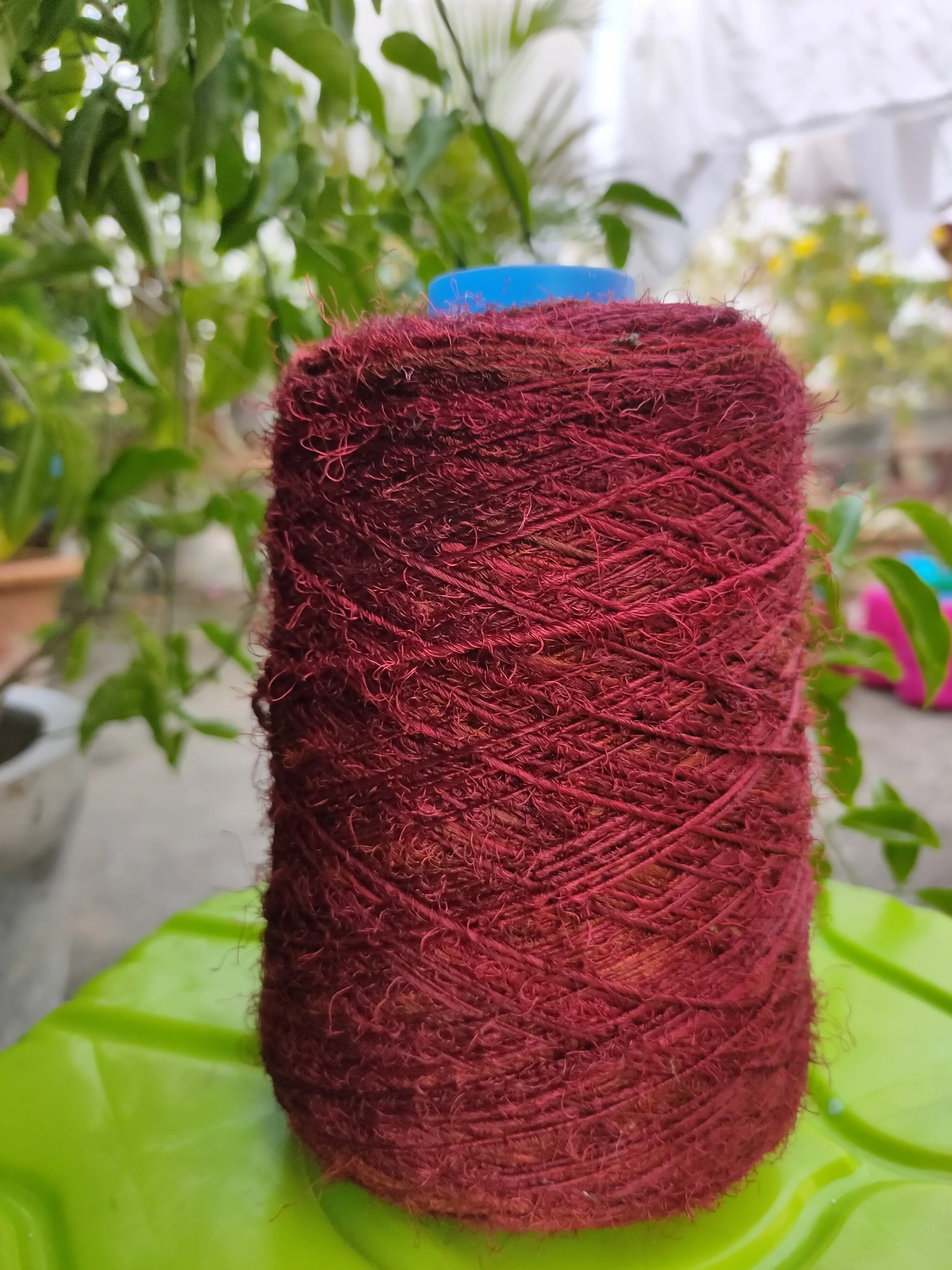 Recycled Sari Silk Yarn Prime - Deep Maroon