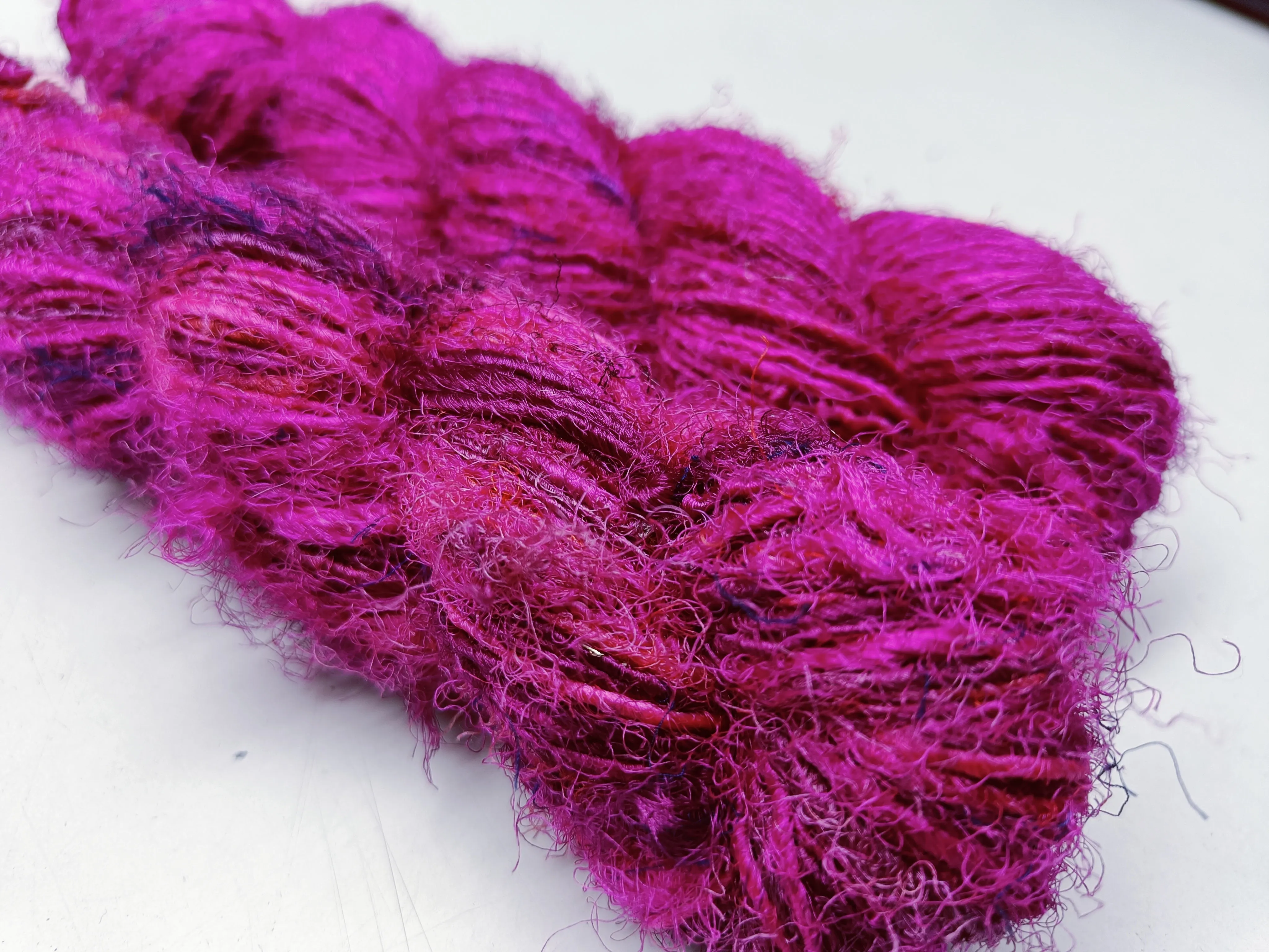 Recycled Sari Silk Yarn Prime Fuchsia