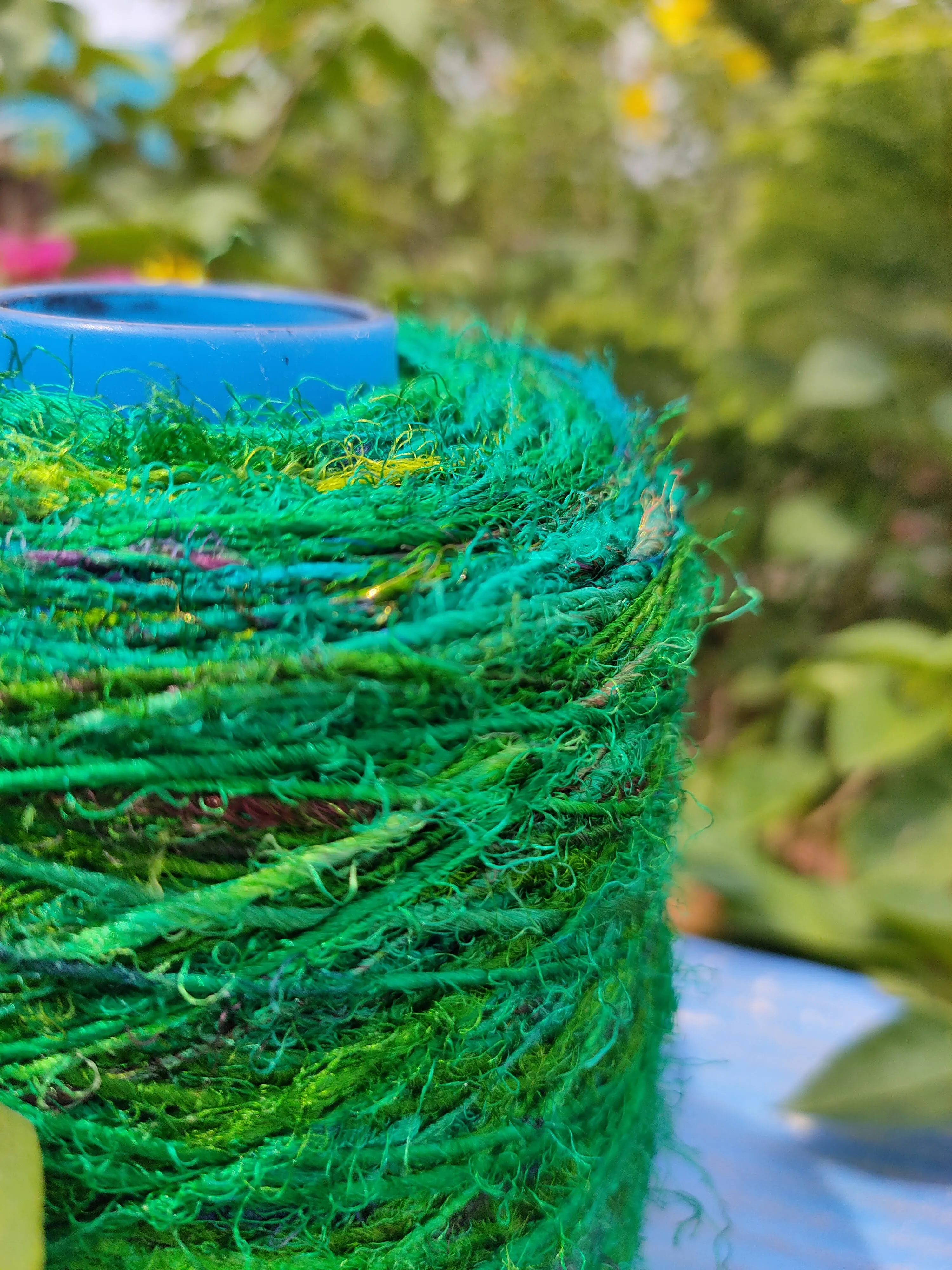 Recycled Sari Silk Yarn Prime - Green