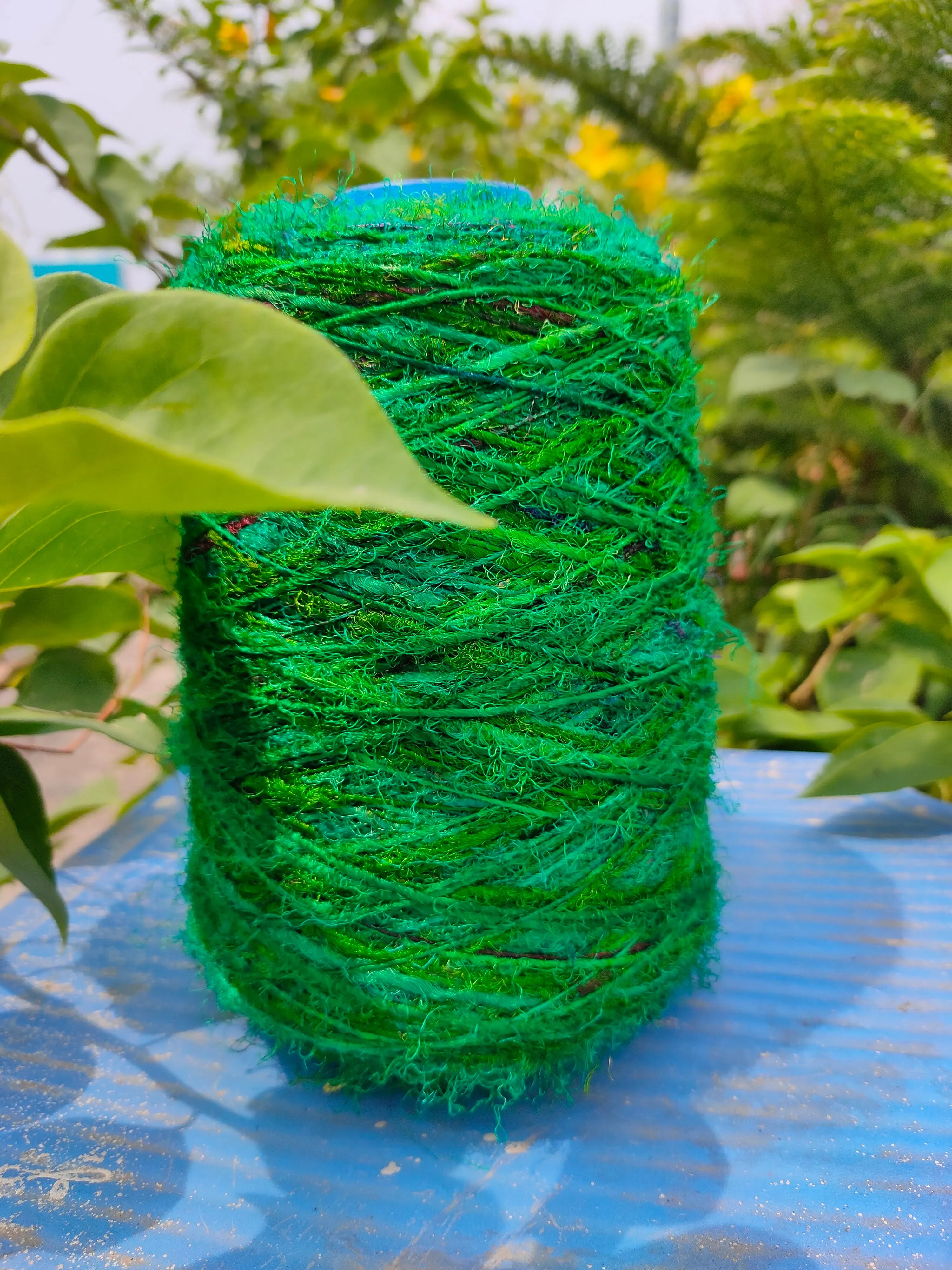 Recycled Sari Silk Yarn Prime - Green