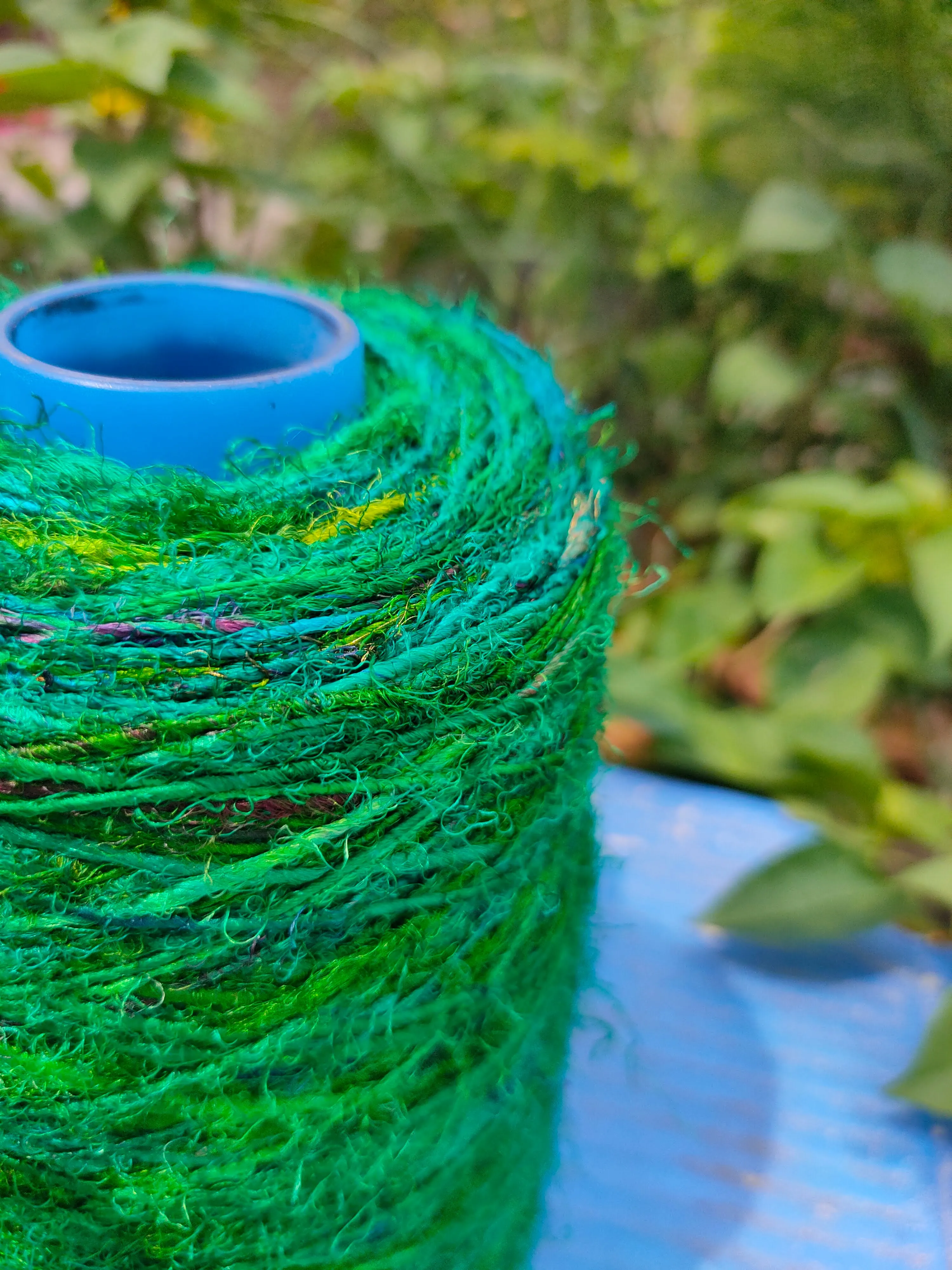 Recycled Sari Silk Yarn Prime - Green