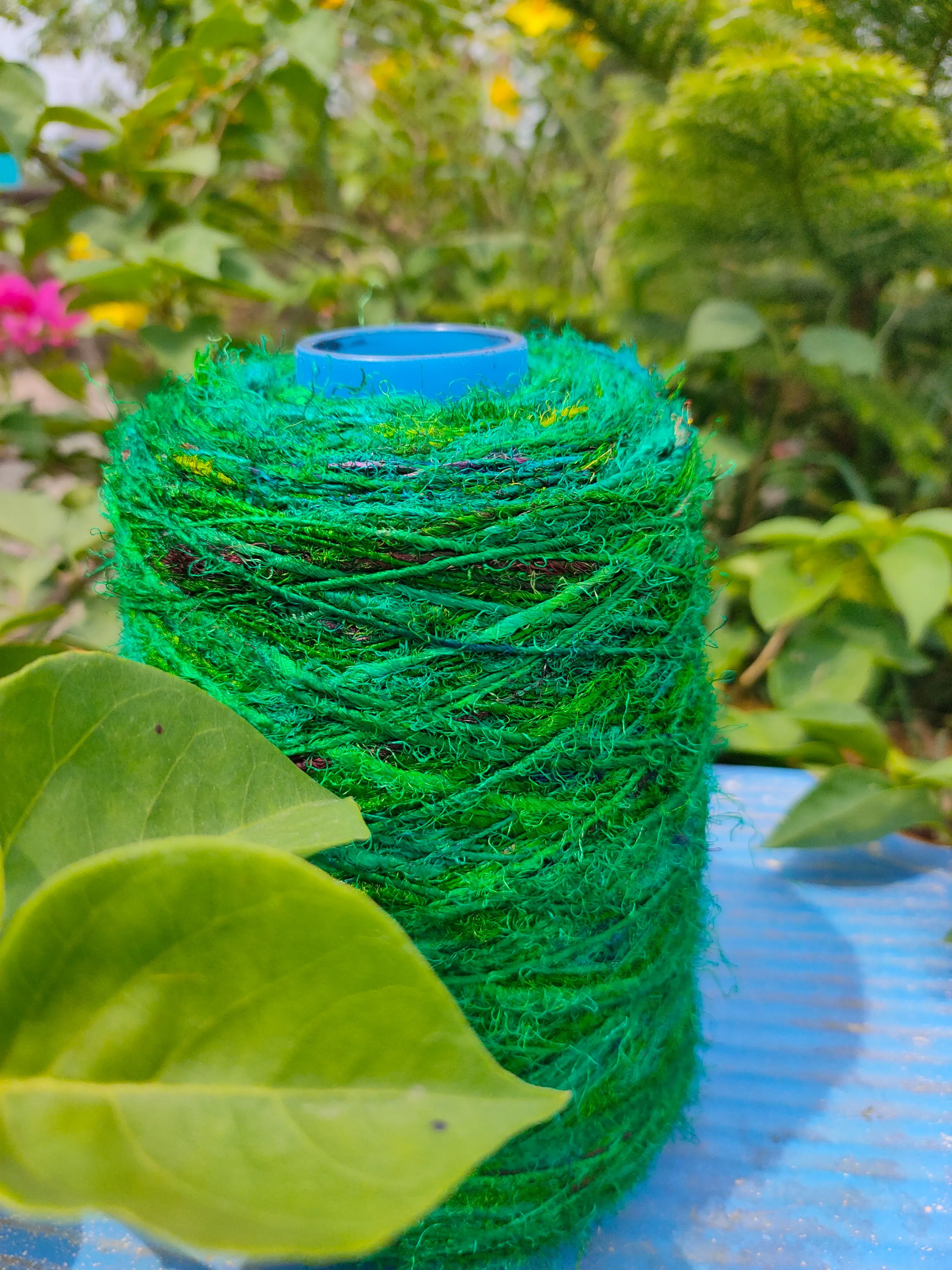 Recycled Sari Silk Yarn Prime - Green