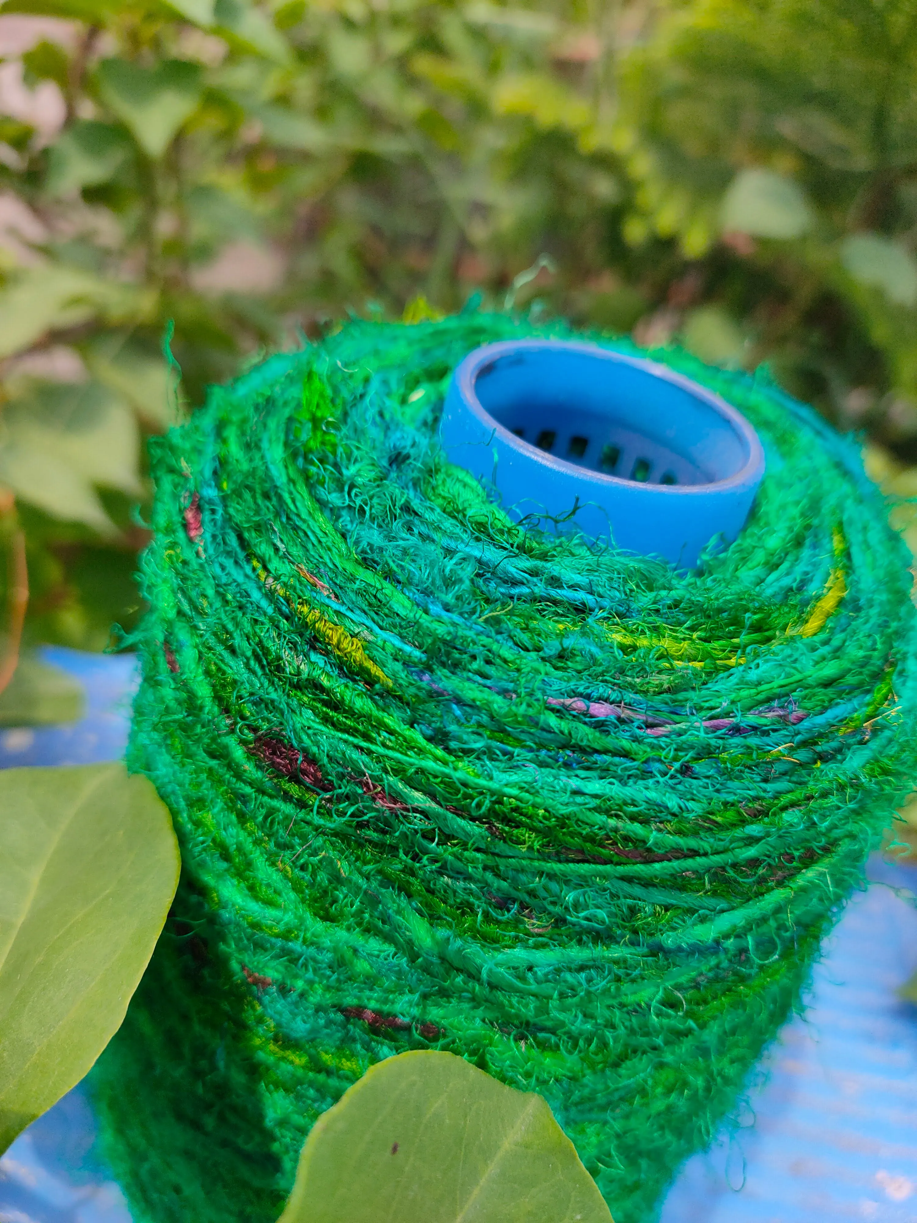 Recycled Sari Silk Yarn Prime - Green