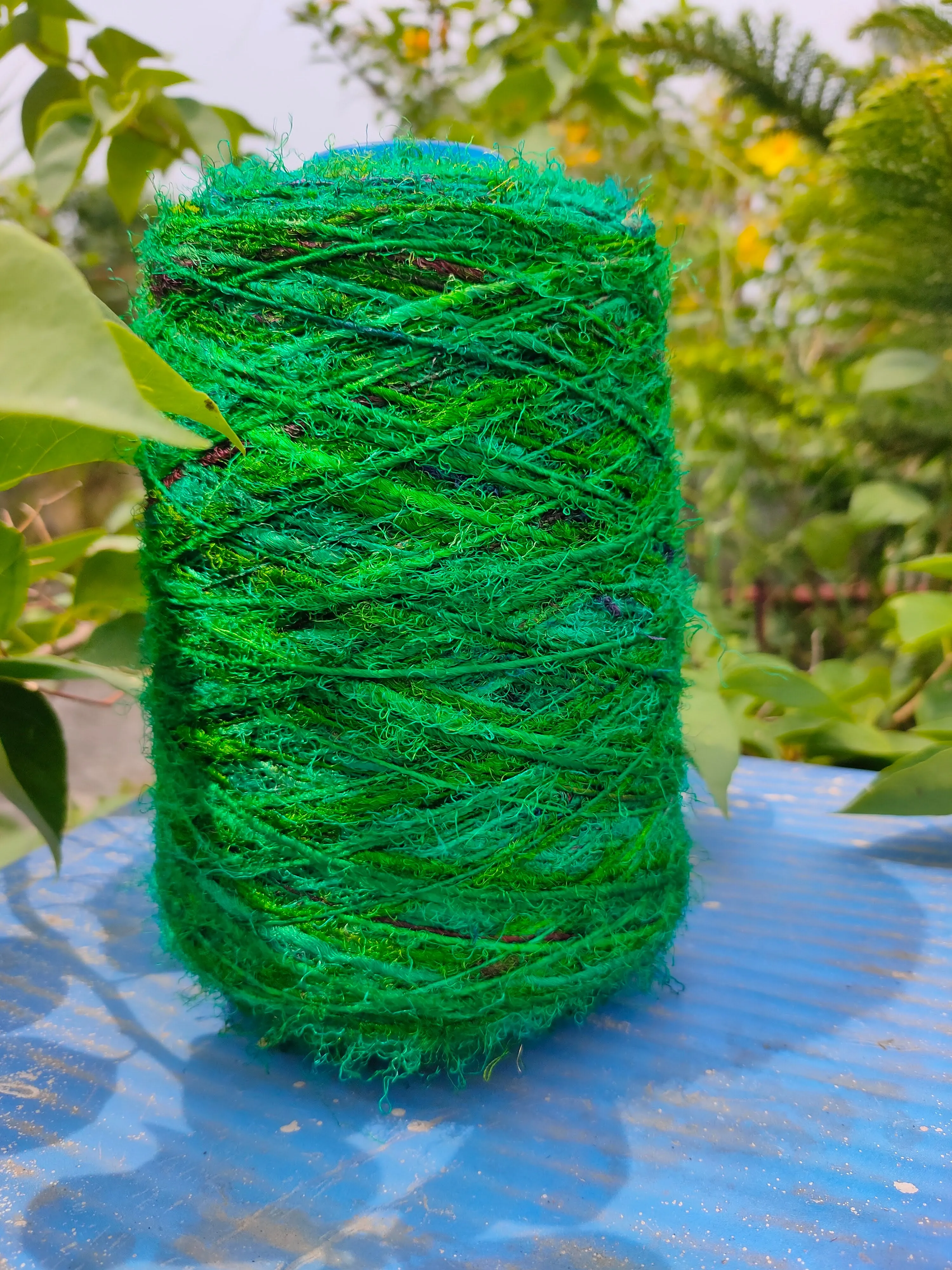 Recycled Sari Silk Yarn Prime - Green