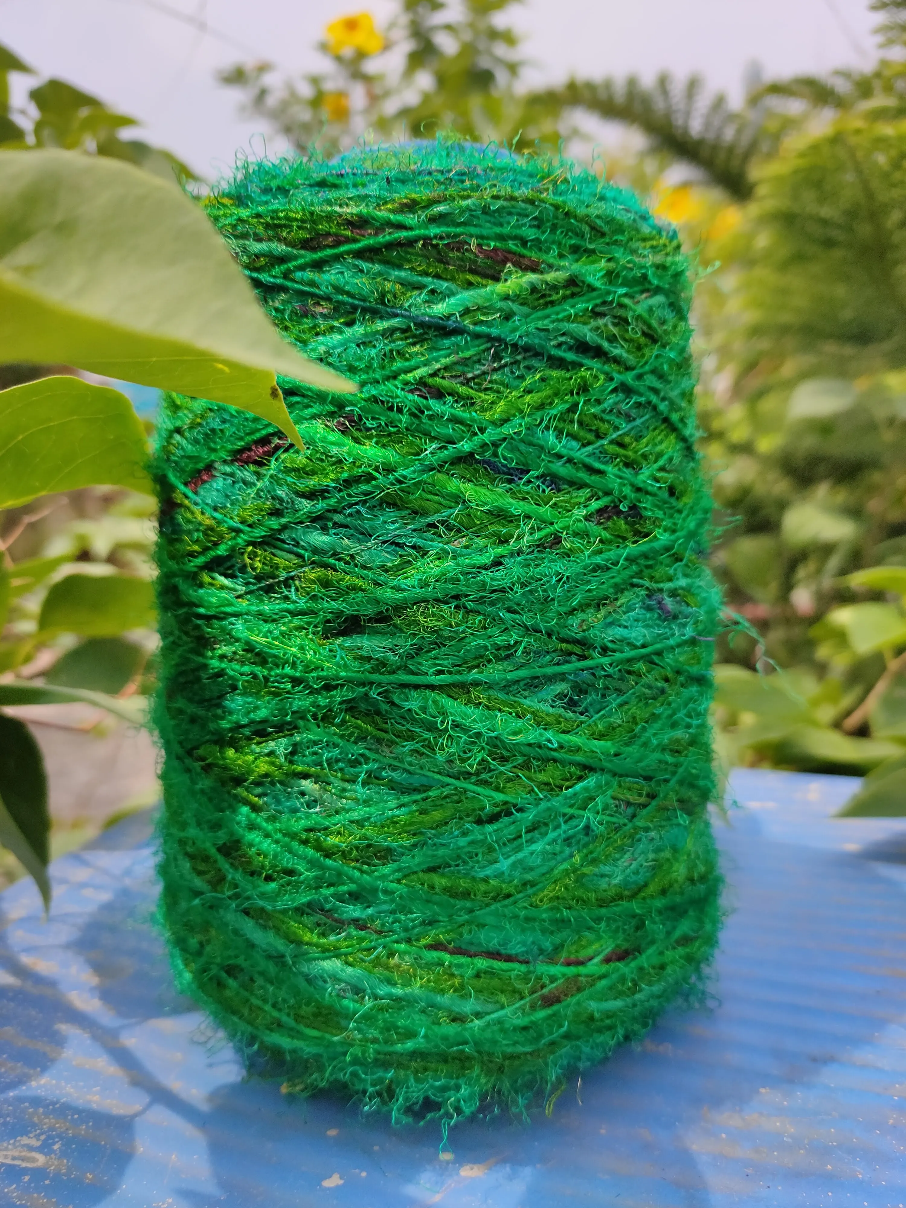 Recycled Sari Silk Yarn Prime - Green