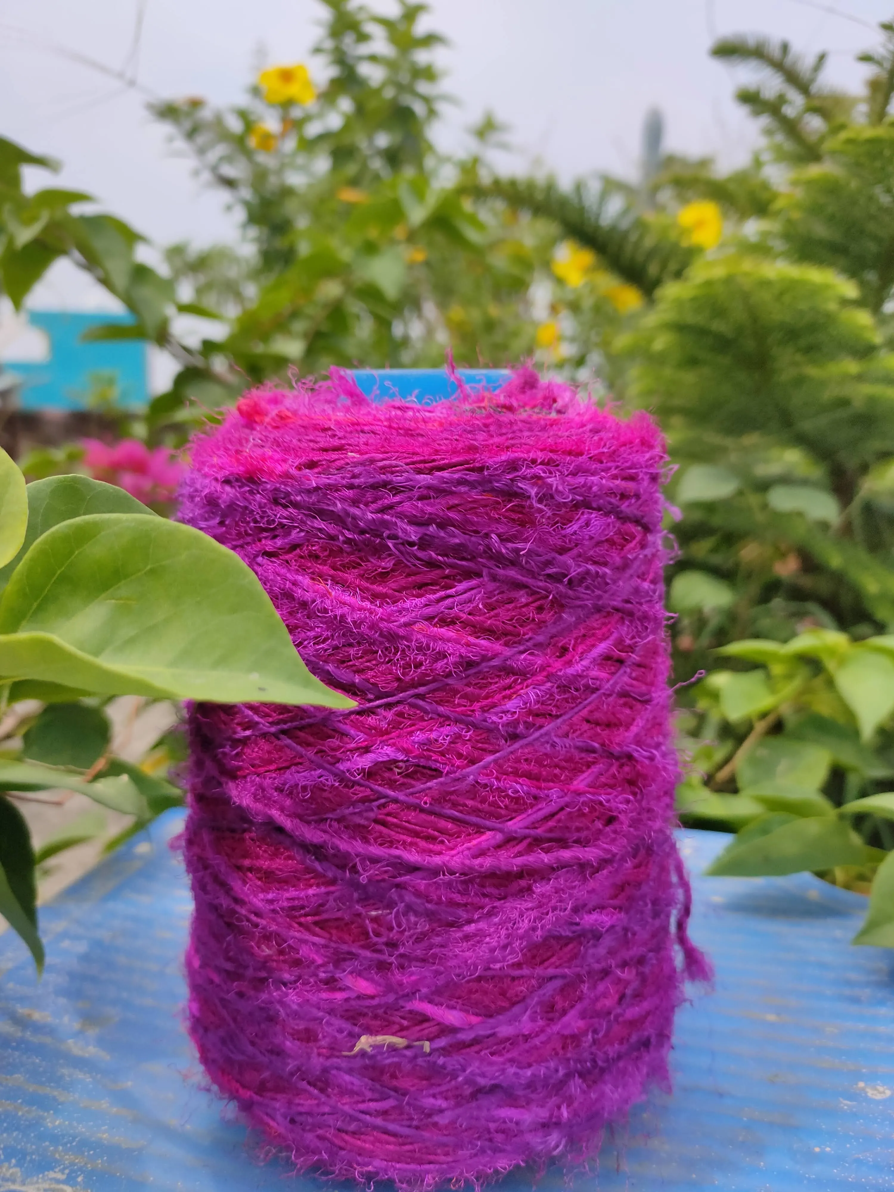 Recycled Sari Silk Yarn Prime Pink