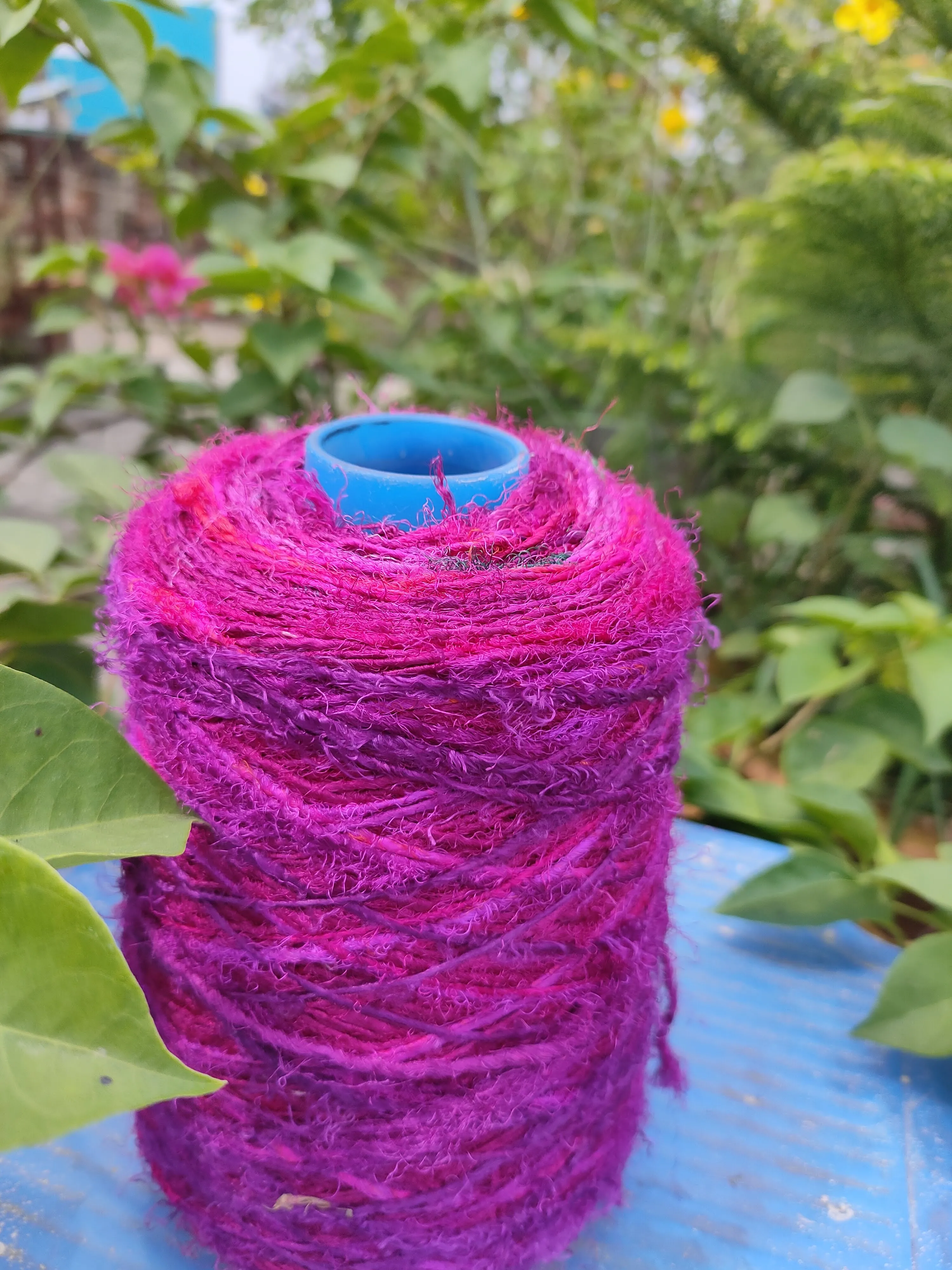 Recycled Sari Silk Yarn Prime Pink
