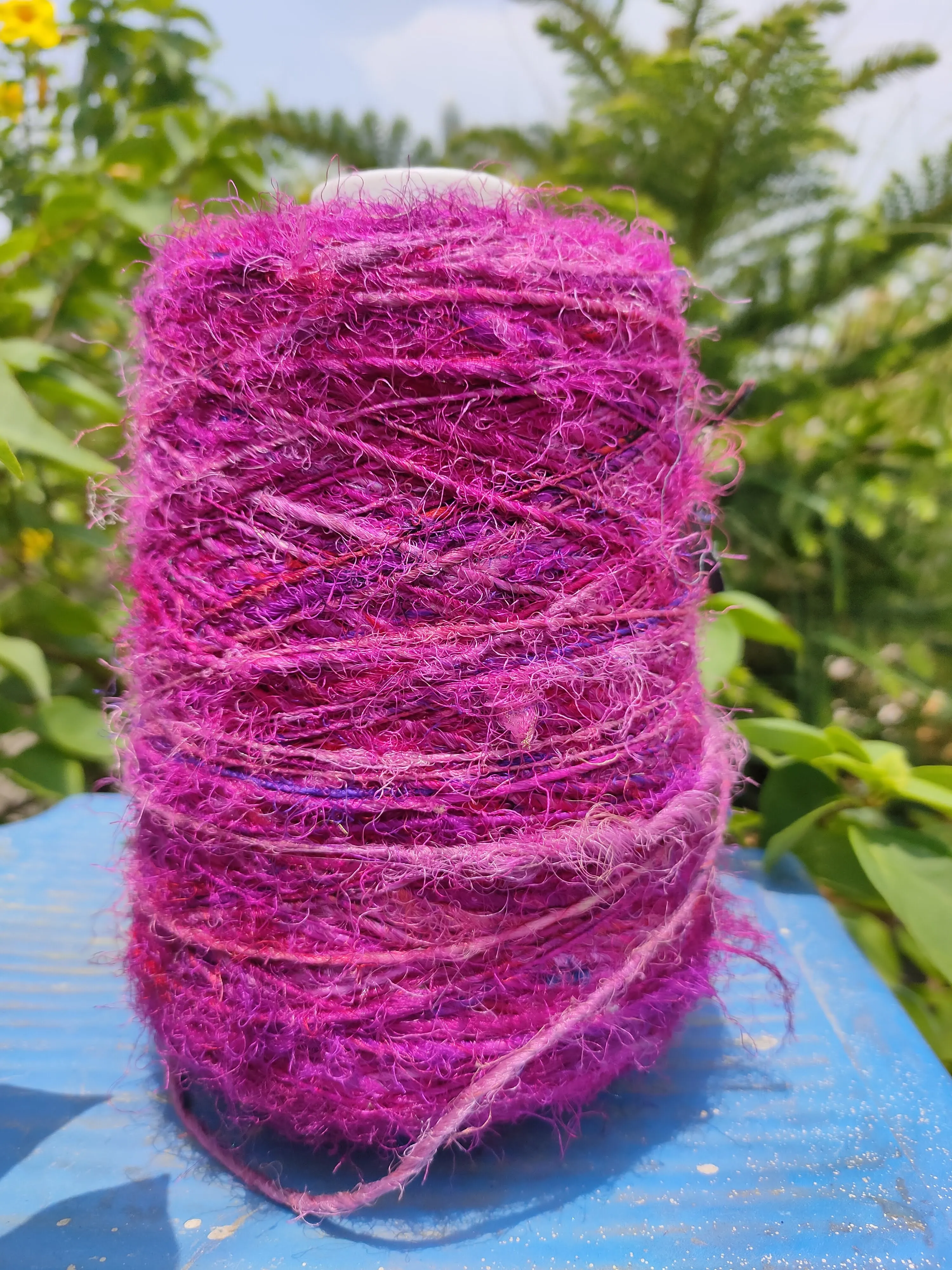 Recycled Sari Silk Yarn Prime Pink