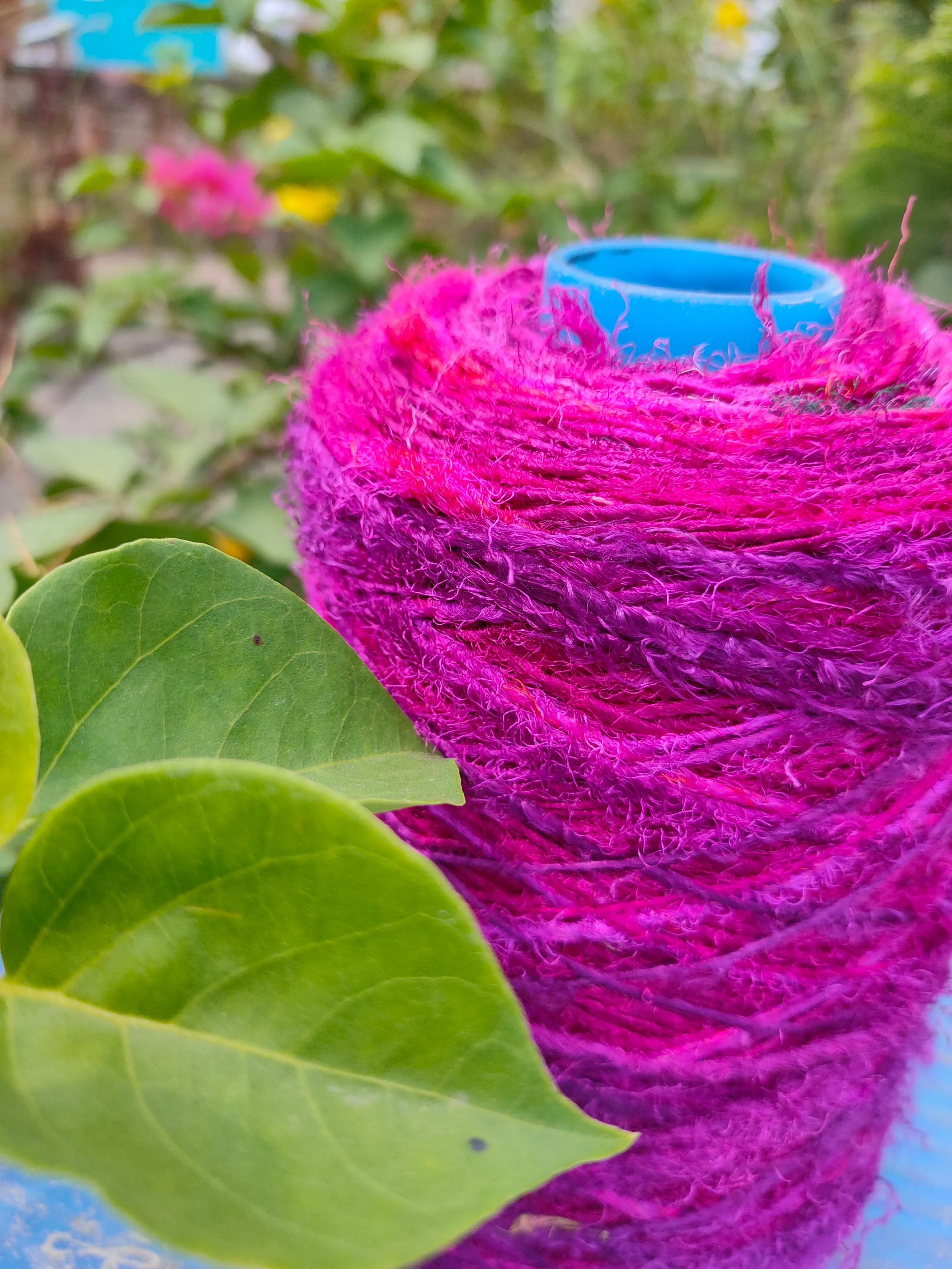 Recycled Sari Silk Yarn Prime Pink