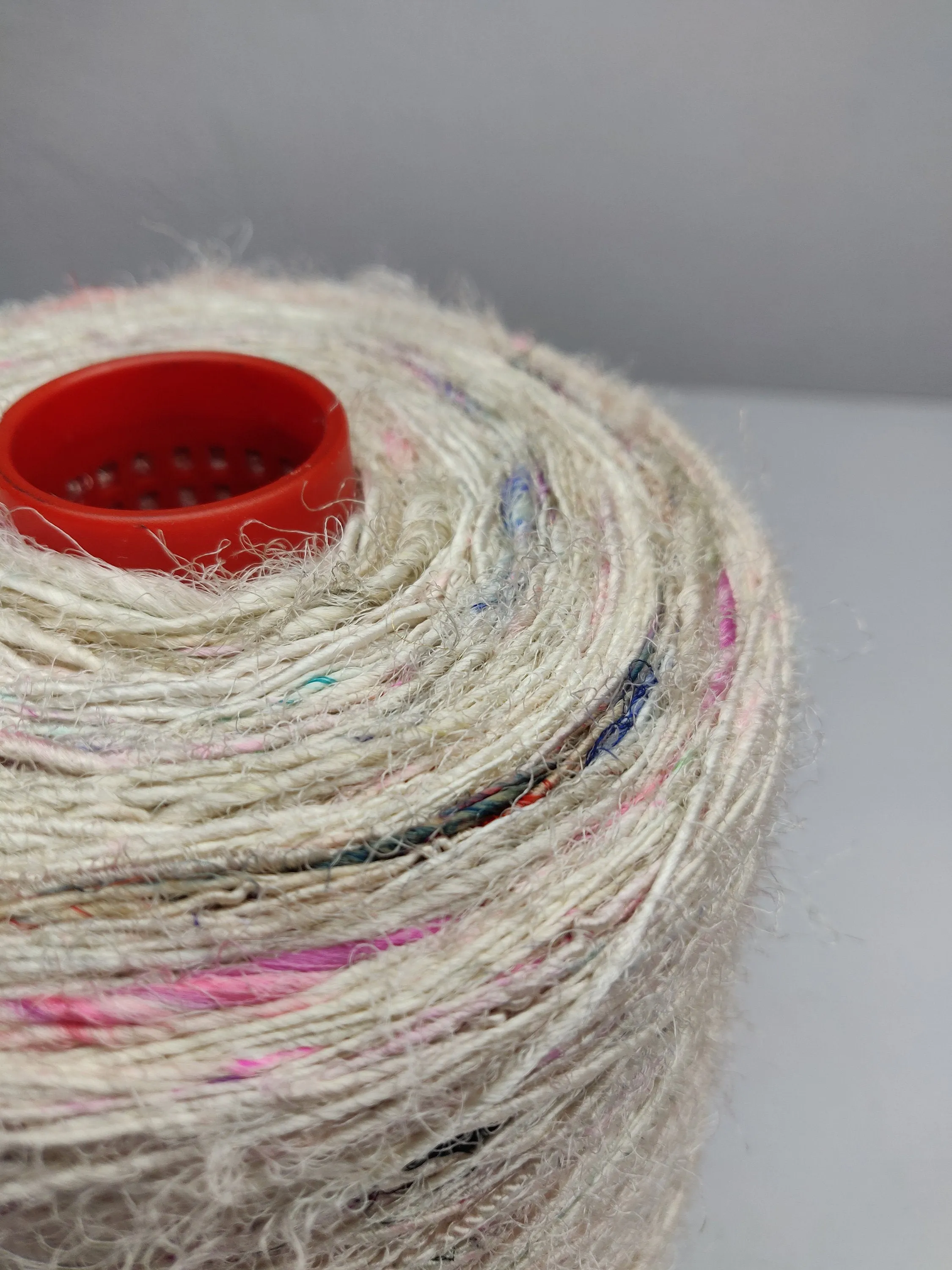 Recycled Sari Silk Yarn Prime - White Patches